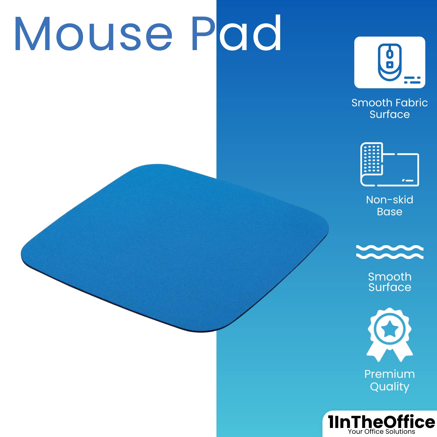 1InTheOffice Non-Slip Blue Mouse Pad - 8.25