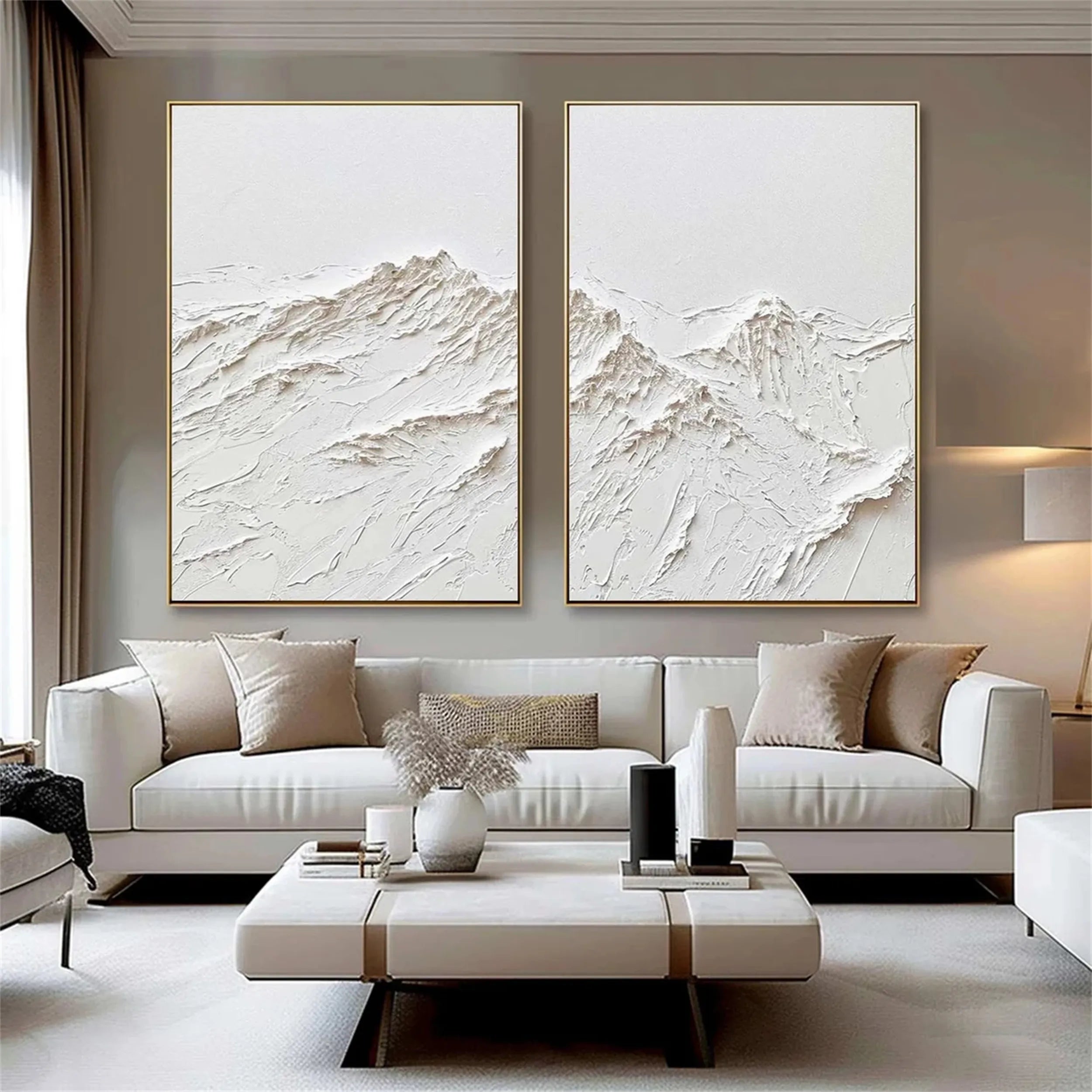 Minimalist Textured Plaster Art Paintings - Set of 2 Modern Wall Decor (#MM264) | Perfect for Living Room, Bedroom & Office Aesthetic