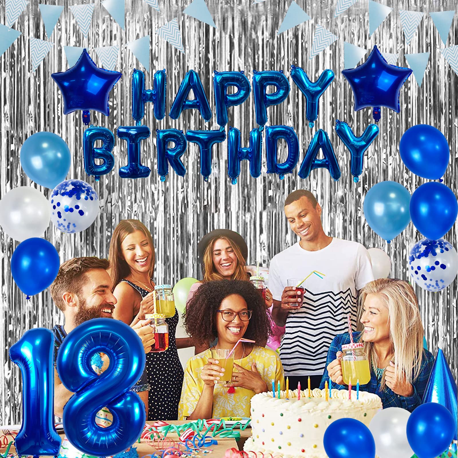 18th Birthday Party Decorations Set - Navy Blue & Gold Happy 18th Birthday Balloons Kit for Boys, Girls & Adults | Perfect for Milestone Celebrations, Graduation Parties & Coming of Age Events