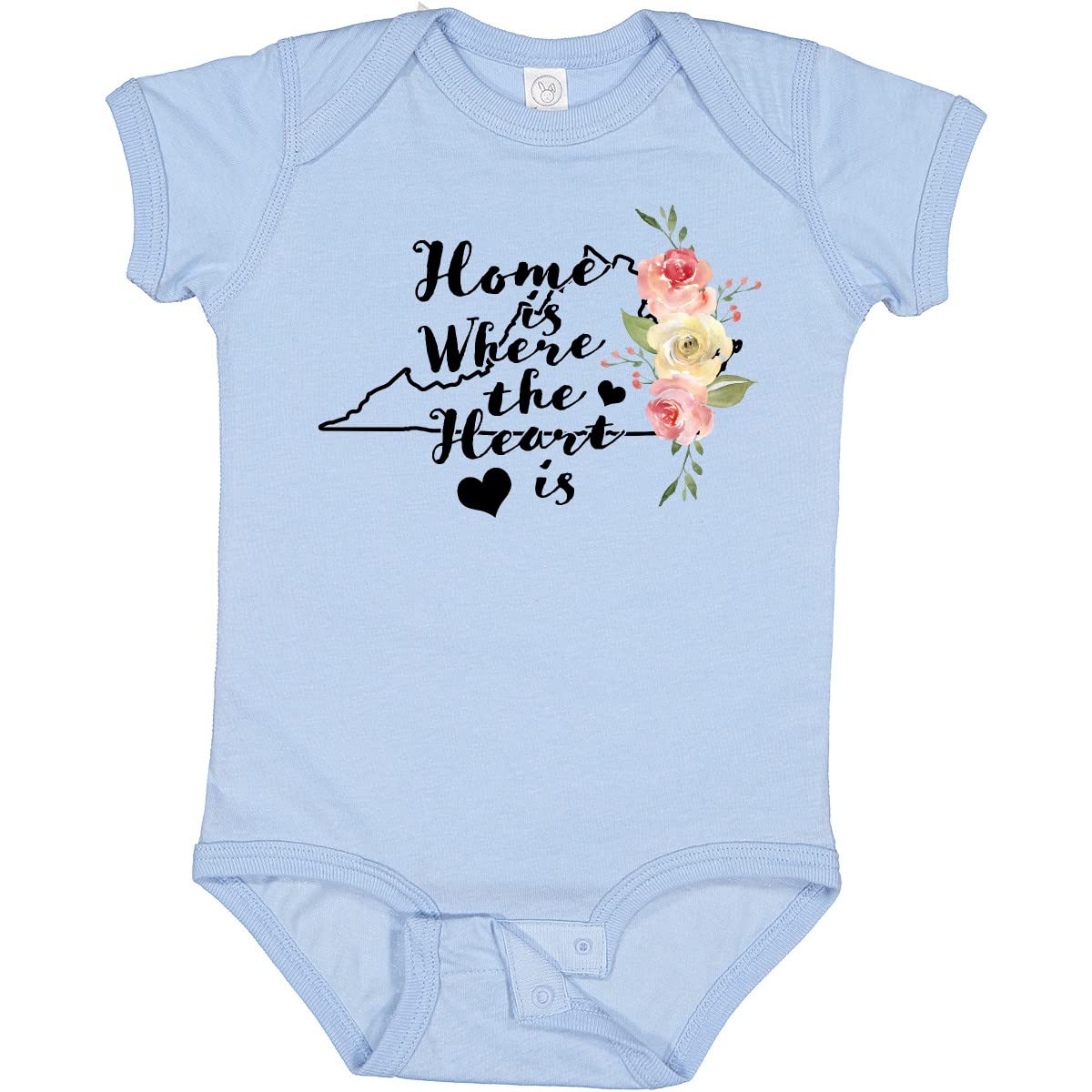 Inktastic Virginia Home Is Where the Heart Is Watercolor Baby Bodysuit - Soft Cotton Onesie for Newborns & Infants, Perfect for Family Photos, Gifts & Everyday Wear