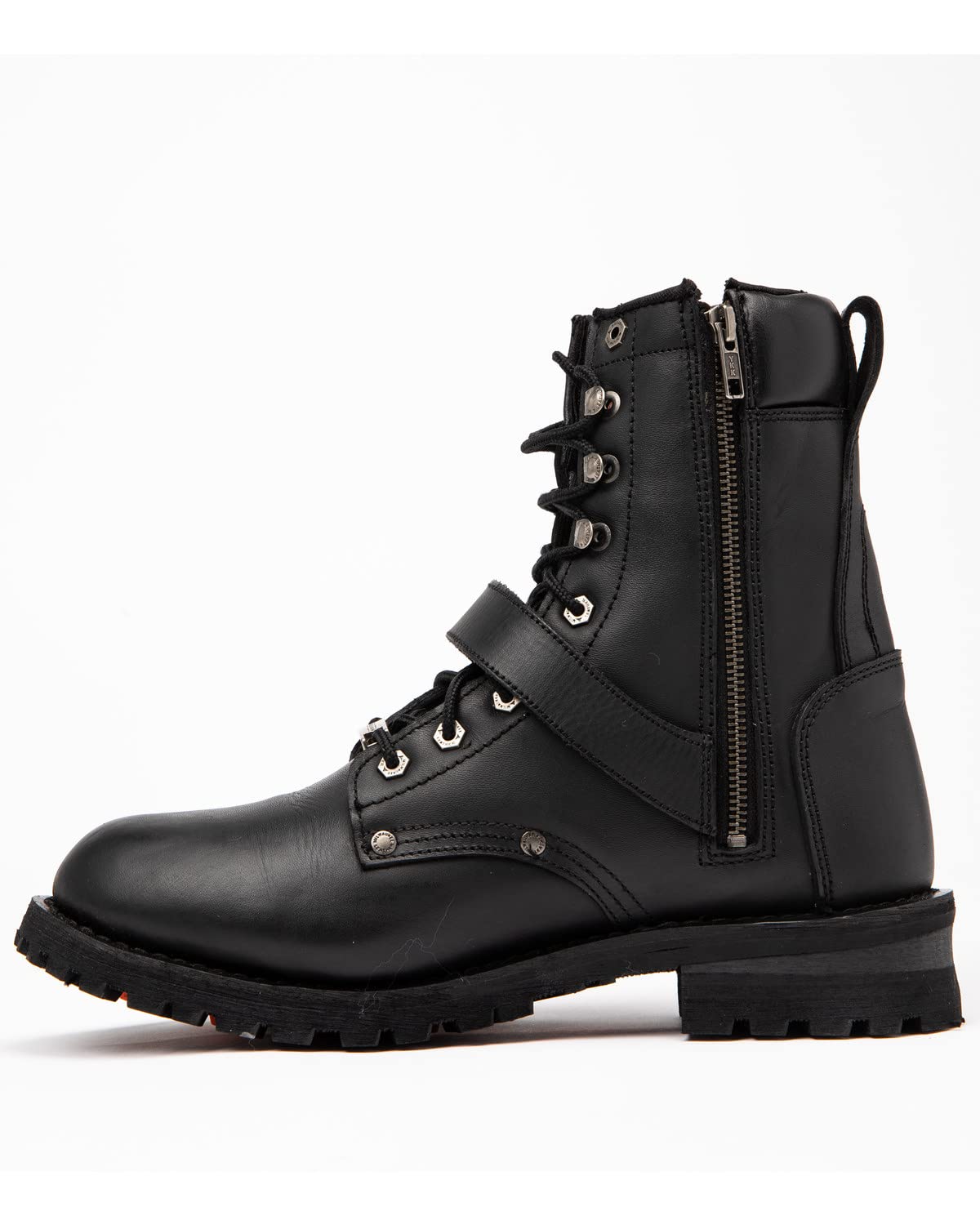 **Milwaukee Leather Men's Buckled Lace-Up Boots - Round Toe, Black, Size 7 - Durable Work & Casual Boots for Outdoor & Everyday Wear**
