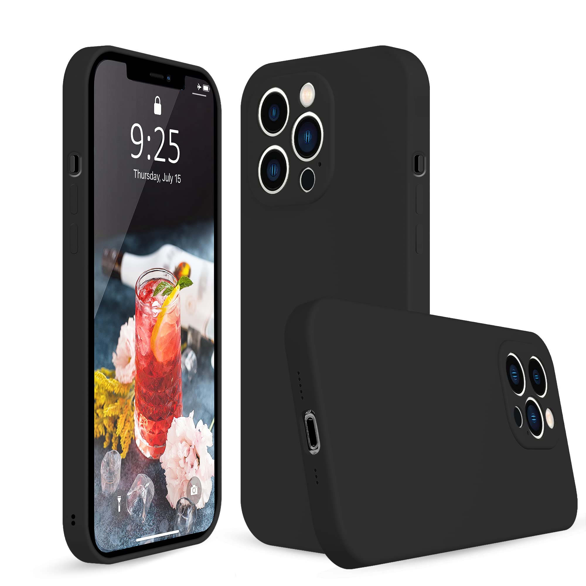 ANDATE iPhone 13 Pro Case Black - Soft Silicone Full Body Protective Cover with Microfiber Lining for 6.1 Inch iPhone 13 Pro | Shockproof & Scratch Resistant | Perfect for Work, Travel & Daily Use