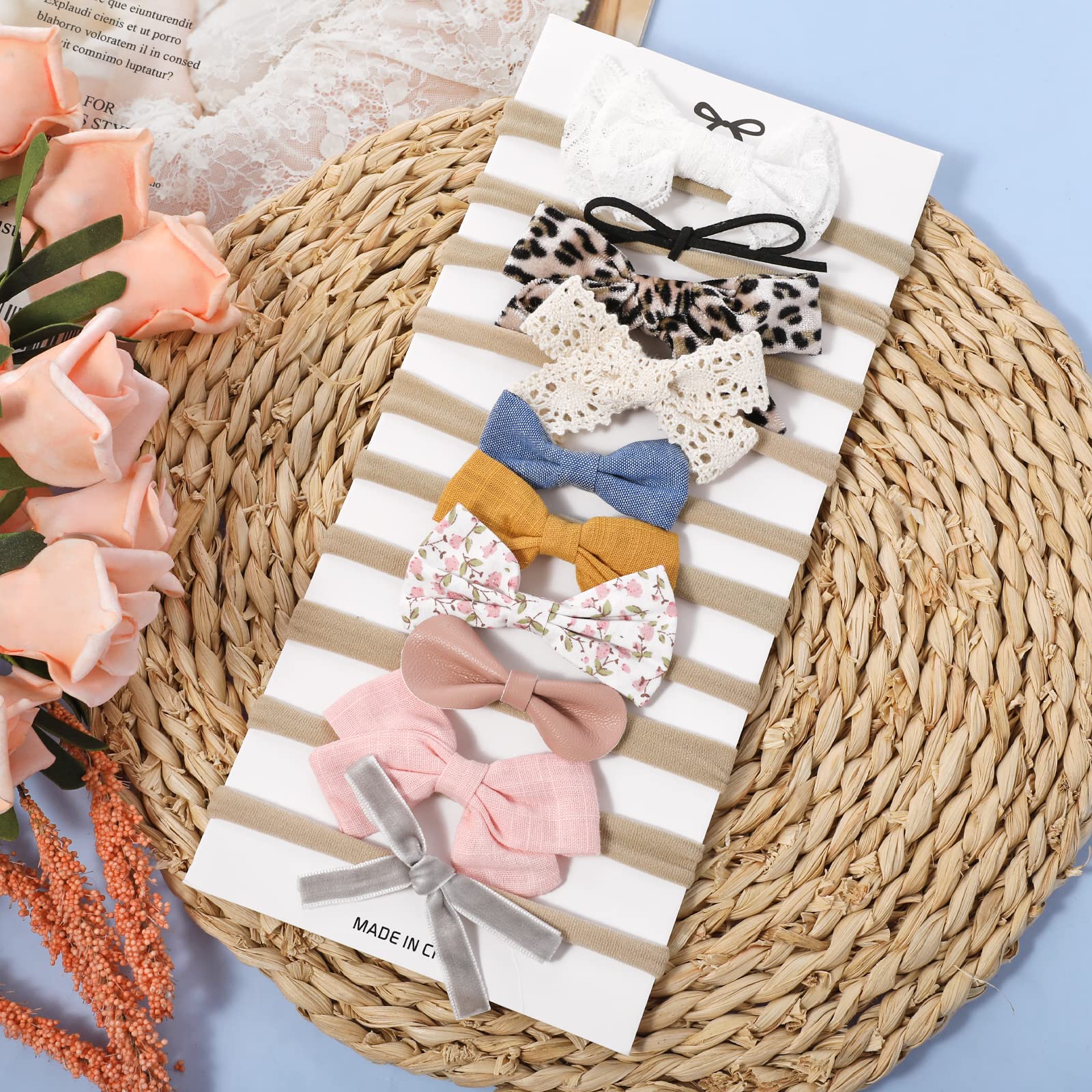Baby Girl Headbands and Bows - Soft Nylon Elastic Hair Accessories for Newborn, Infant & Toddler - Perfect for Photos, Parties & Everyday Outfits
