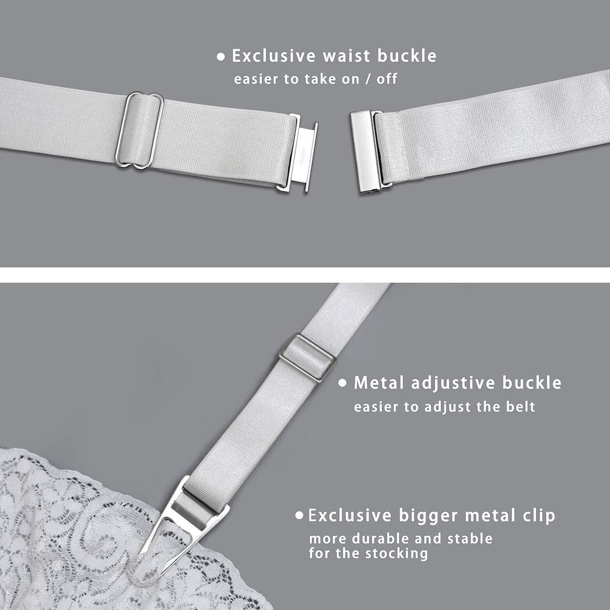 GARGALA Women's Sexy Garter Belt with 4/6 Metal Clips - Adjustable Thigh High Stocking Suspender for Lingerie & Bridal Wear - Perfect for Valentine's Day, Boudoir Photography and Special Occasions
