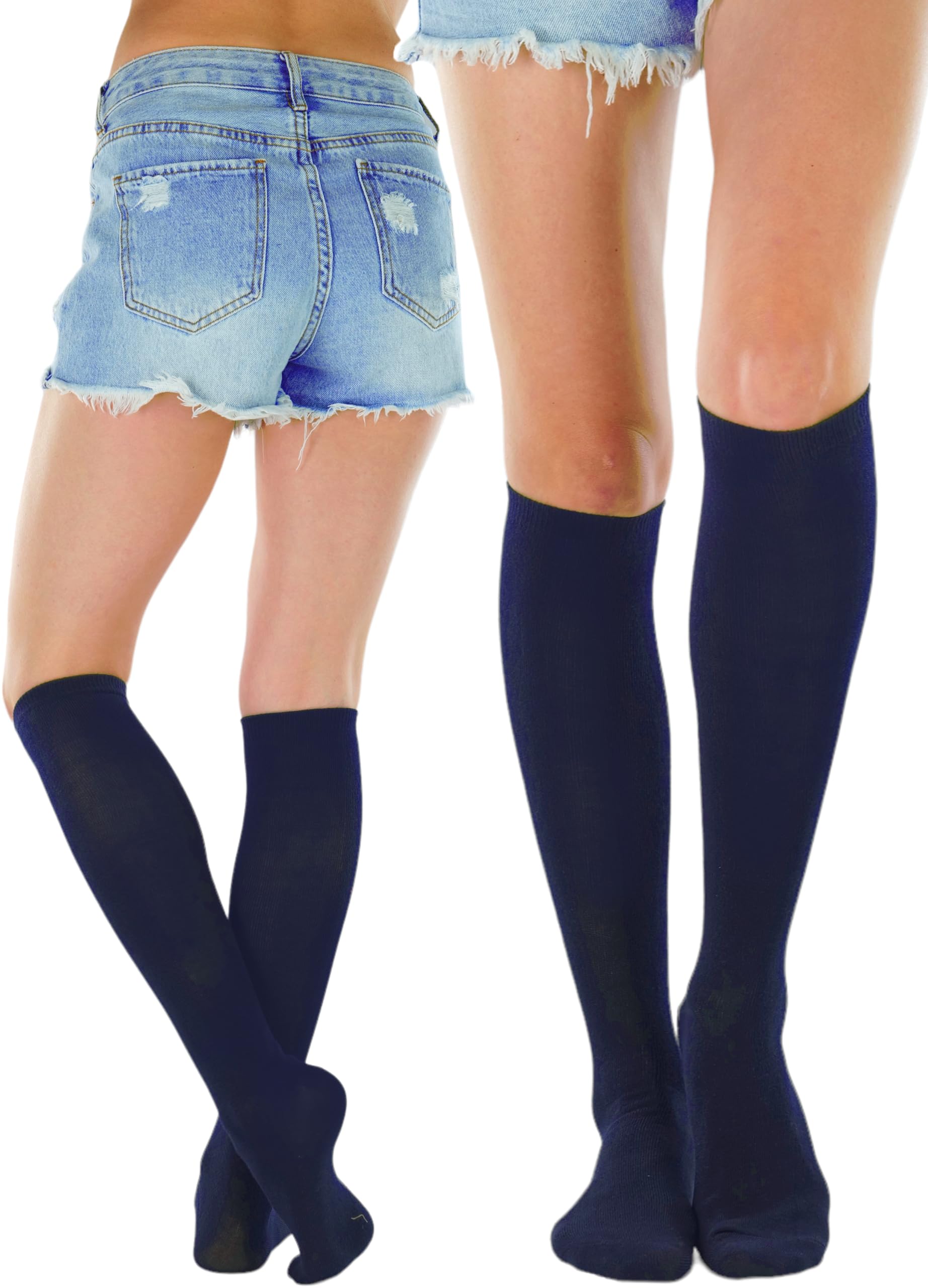 ToBeInStyle Women's Knee High Socks - Pack of 6 or 12 - Soft Comfortable Cotton Blend Socks for Work, Boots & Winter Outfits