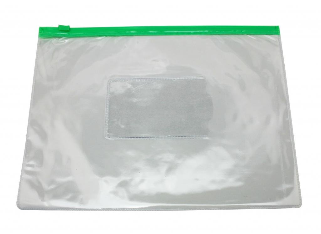 Clear Vinyl A5 File Folders with Green Zipper - 9