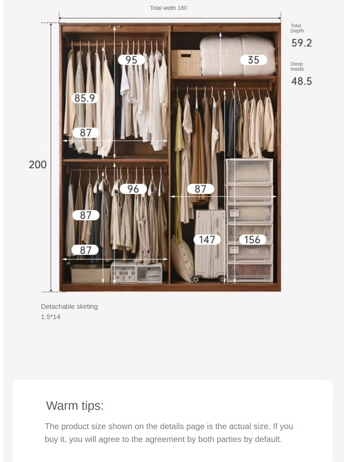 Modern Solid Black Walnut Wood Wardrobe - Stylish & Minimalist Closet Organizer for Bedroom, Walk-in Closet, or Guest Room Storage