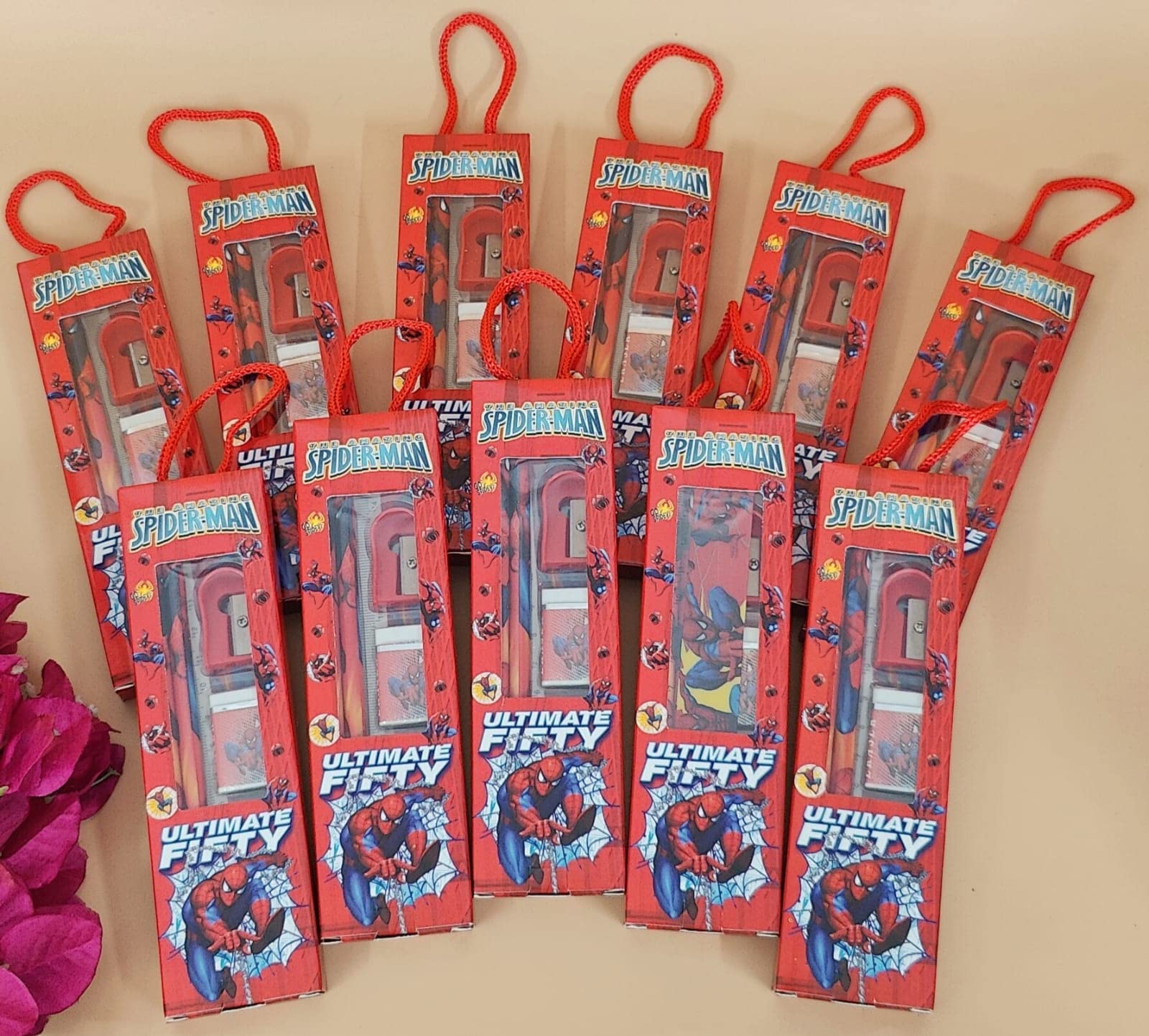 AMANVANI Cartoon Stationery Gift Set - 10pcs Kids School Supplies Kit for Boys, Birthday Return Gifts, Party Favors & Kanjak Items - Perfect for Classroom, Study & Gift Giving