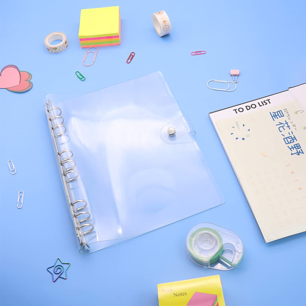 B5 Clear Soft PVC 9-Ring Binder with Snap Button Closure - 20mm Round Ring for Loose Leaf, Journal, Planner & Photo Albums - School & Office Supplies (B5-9 Holes, 206x275mm) - Organize Documents, Notes & Craft Projects - Perfect for Students, Teachers & Professionals - Great for Classrooms, Home Offices & Creative Projects