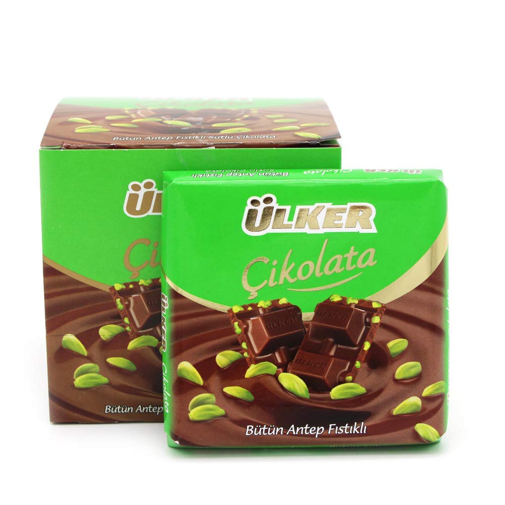Ulker Turkish Milk Chocolate with Pistachio (Sutlu Fistikli Cikolata) - 30 Pack x 70g - Premium Imported Chocolate for Gifts, Parties & Snacking