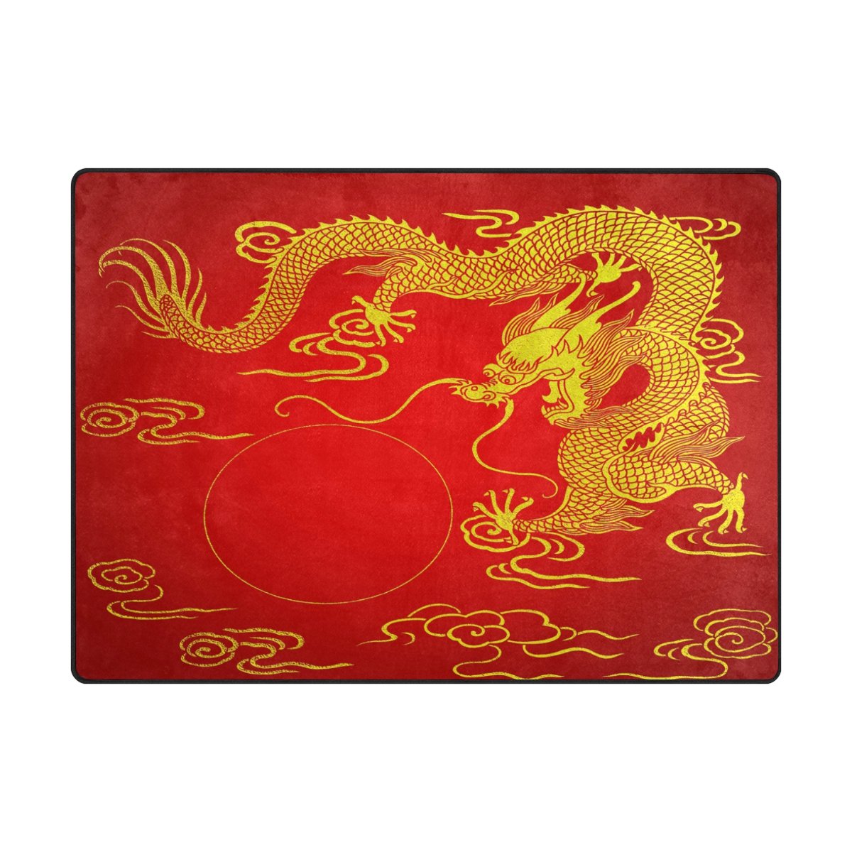 ALAZA Chinese Dragon Gold Red Area Rug - 7' x 5' Oriental Floor Carpet for Living Room, Bedroom, Dining Room | Perfect for Home Decor, Feng Shui, and Asian-Themed Interiors