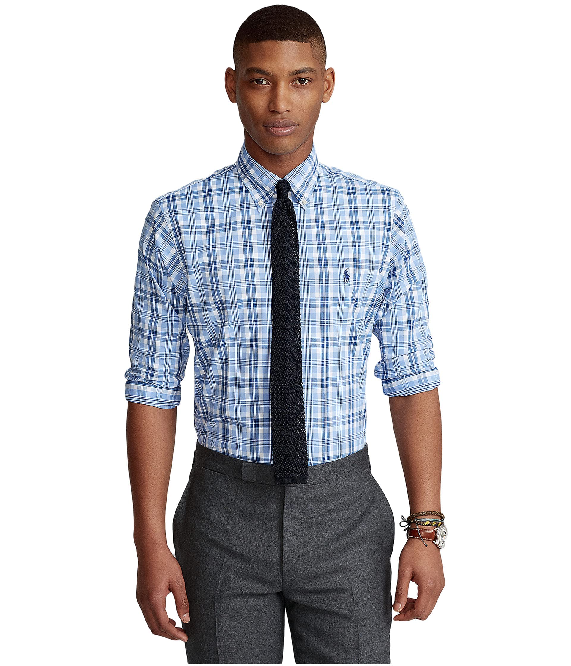 Polo Ralph Lauren Classic Fit Checked Performance Shirt for Men - Breathable & Comfortable Casual Dress Shirt for Office, Business & Outdoor Wear