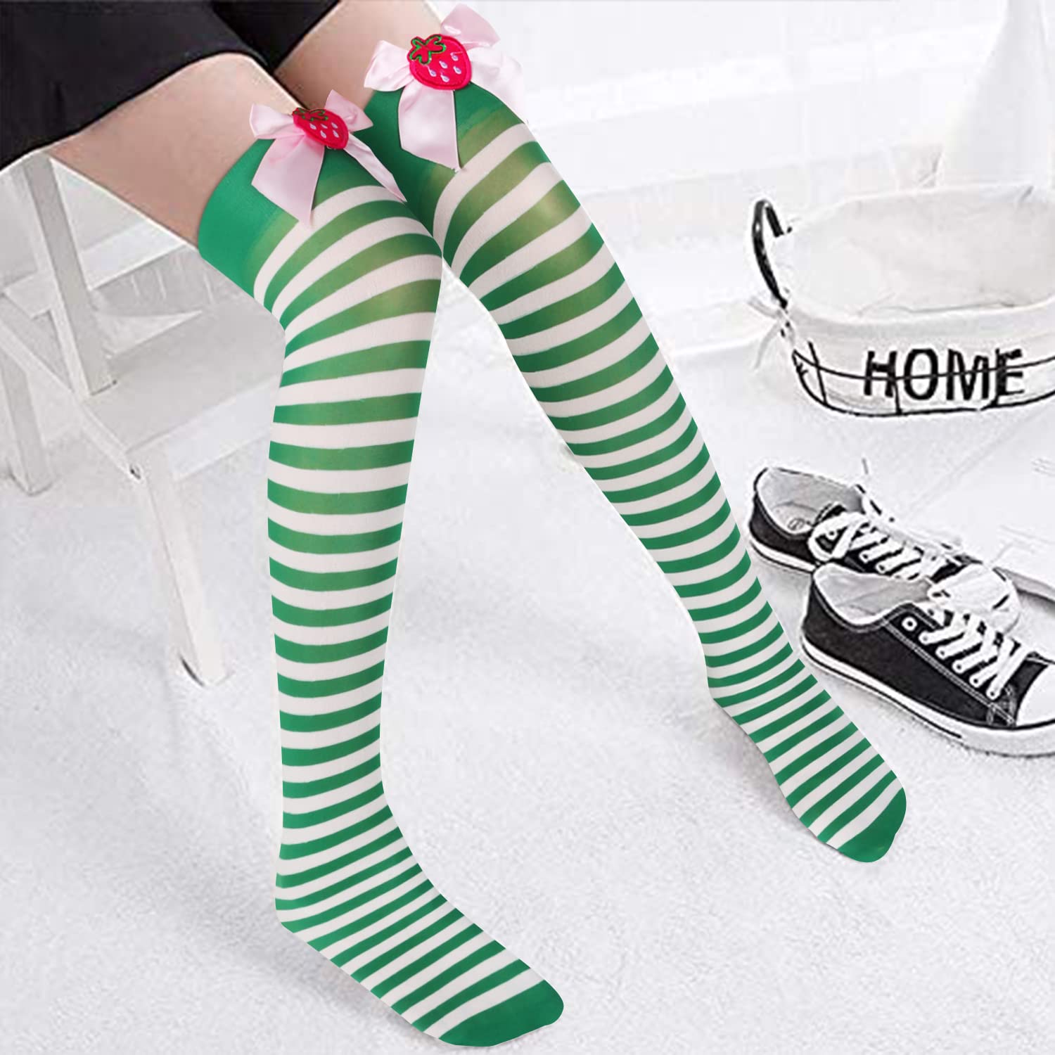 Benefeet Women's Thigh High Argyle Socks - Fun Striped Knee-High Stockings for Dress Up & Cosplay