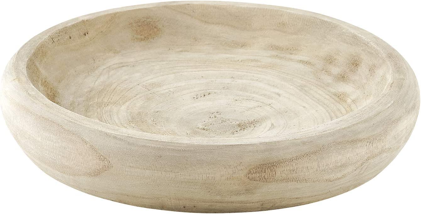 Modern Organic Wooden Large Decorative Bowl for Keys, Fruits, Dough - Natural Wood Serving Bowl for Entryway Table, Coffee Table Centerpiece - Rustic Farmhouse Home Decor - Perfect for Kitchen, Dining Room & Living Room Display