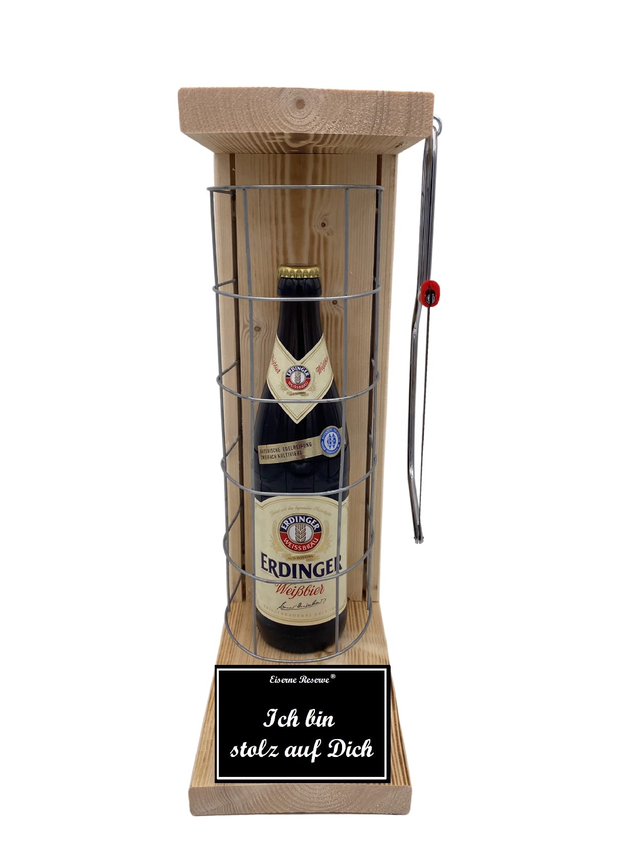 Erdinger Weißbier Gift Set - 'I'm Proud of You' Iron Reserve Cage Beer (1 x 0.5L) | Premium German Wheat Beer for Celebrations, Gifts & Special Occasions