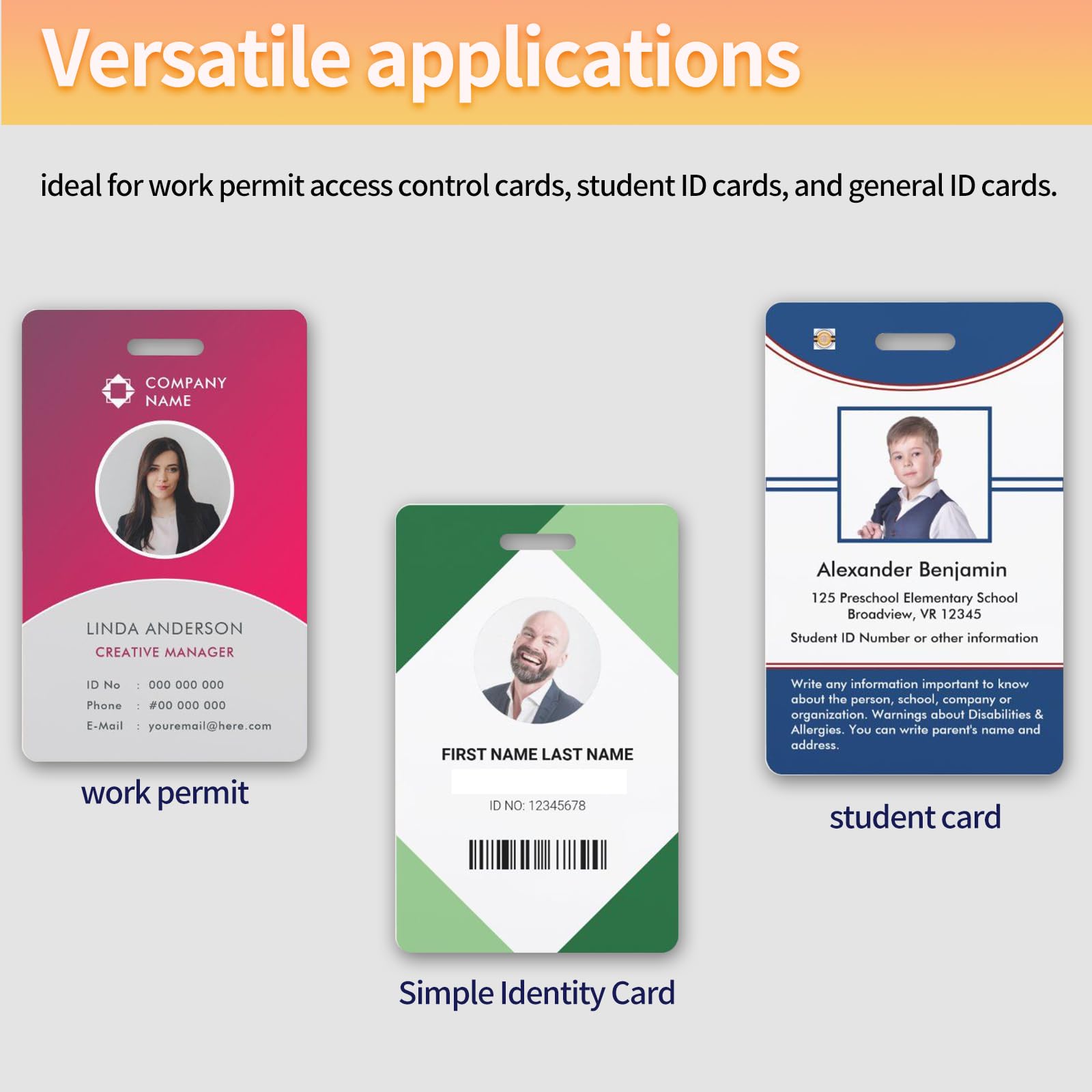 50 Pack Premium Blank PVC Cards with Slot Punch - CR80 30mil Vertical Slot Blank Credit Cards for ID Badge Printers - High Quality PVC Cards for Business & Office Use - Perfect for Employee IDs, Membership Cards & Loyalty Programs