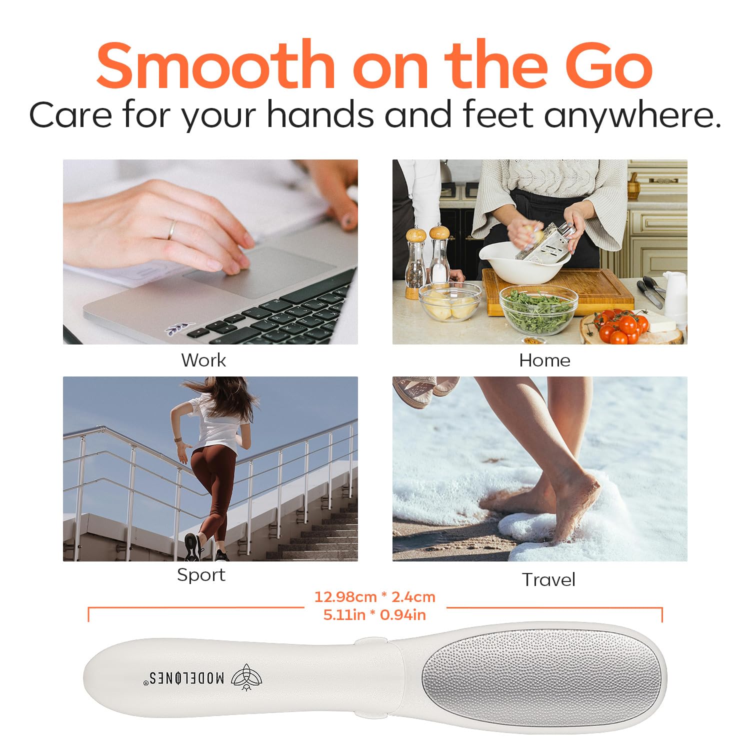 Modelones Mini Foot File Callus Remover - 2-in-1 Pedicure Tool with Double-Sided Foot Rasp & Dead Skin Fork - Safe & Lightweight Foot Sander for Smooth Feet - Perfect for Daily Hand & Foot Care at Home, Salon or Travel