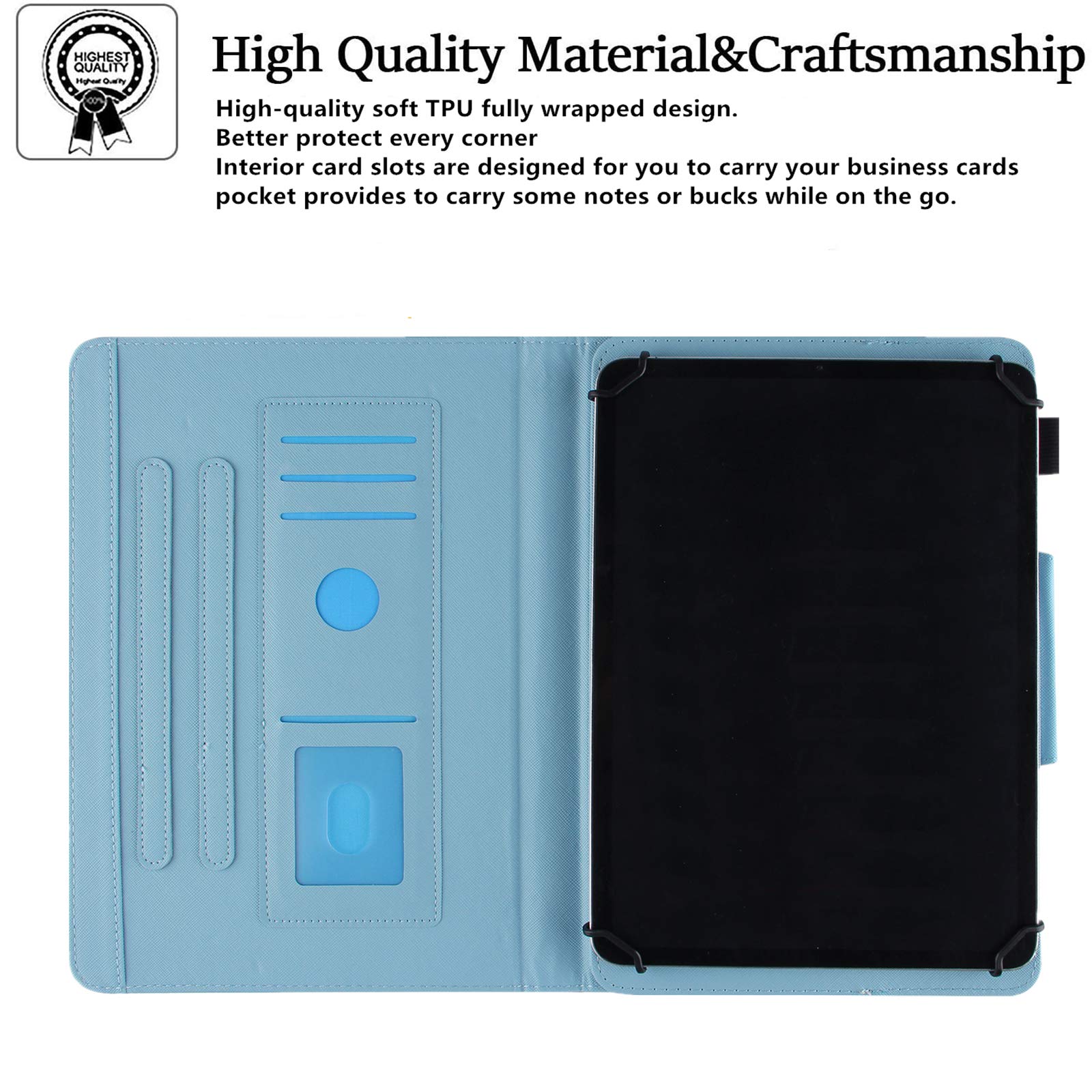 Universal Tablet Case for 9.5-10.5 Inch Devices - Compatible with iPad 9.7/10.2/10.5, Samsung Tab A 10.1/Tab E 9.6 & More - Cute Panda Design - Perfect for Work, School & Travel Protection