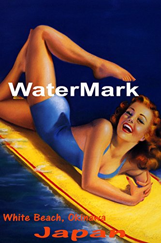 Vintage Okinawa Surf Girl Poster - Large White Beach Japan Travel Canvas Art Print for Surfing Enthusiasts & Beach Decor | Perfect for Home, Office, or Surf Shop Wall Art