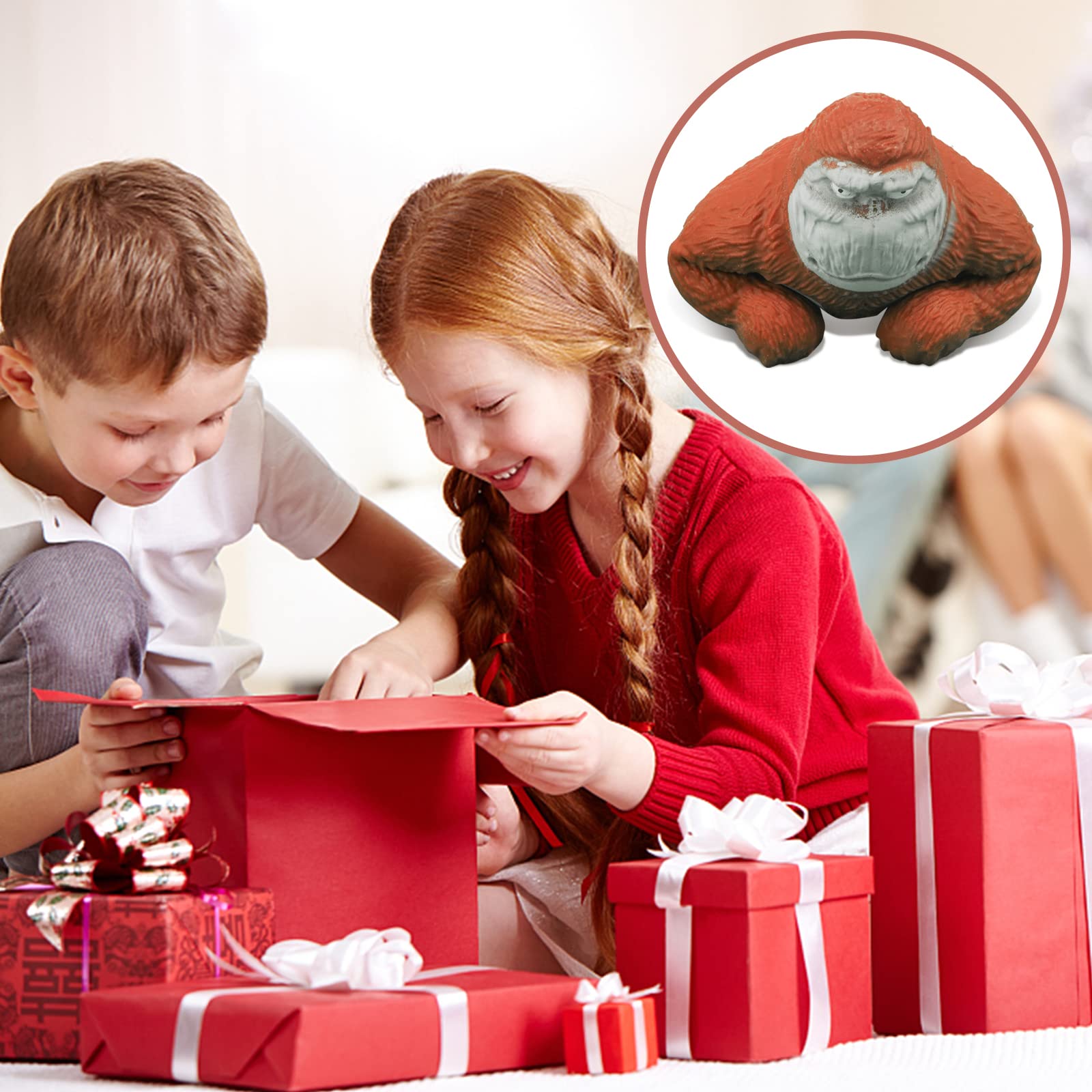 YANZHE Stress Relief Monkey Toy - Fun Squeeze Sensory Toys for Kids & Adults with ADHD & Autism - Perfect for Birthday, Halloween, Christmas Gifts (Red) - Great for Home, Office & Travel Stress Relief