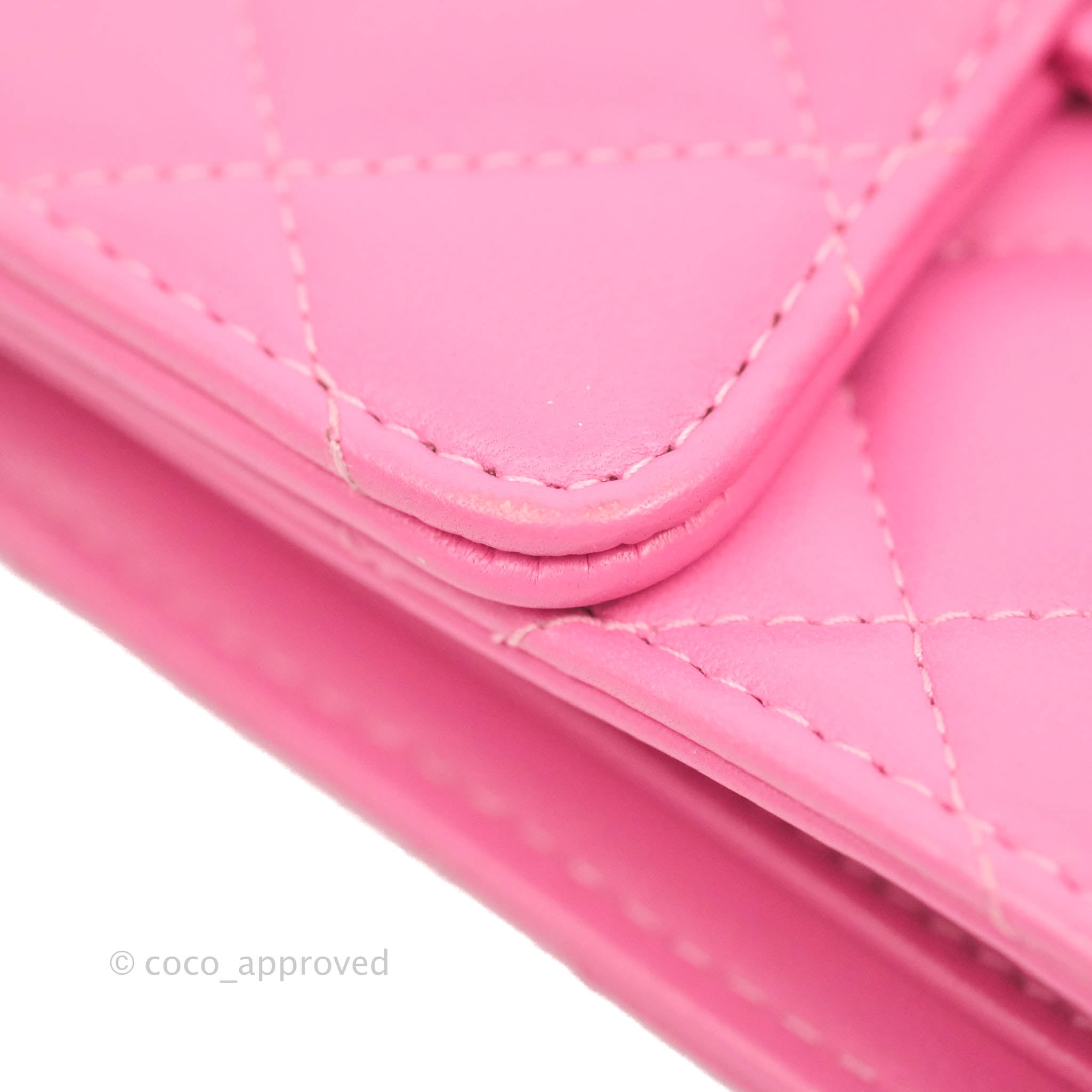 Chanel Classic Flap Wallet in Pink Lambskin Leather with Silver Hardware - Luxury Women's Wallet for Everyday Use & Special Occasions