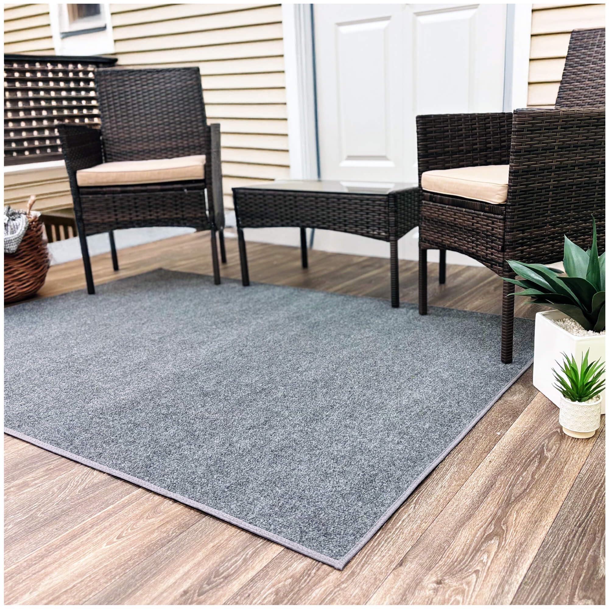 KOECKRITZ Ultra-Thin Outdoor Rug - Quick-Dry Lightweight Carpet for Patio, Deck, Poolside, Boat, Balcony & Events (7x9 Feet, Cloud Grey) - Perfect for Indoor/Outdoor Use, Picnics, Beach Trips & Home Decor