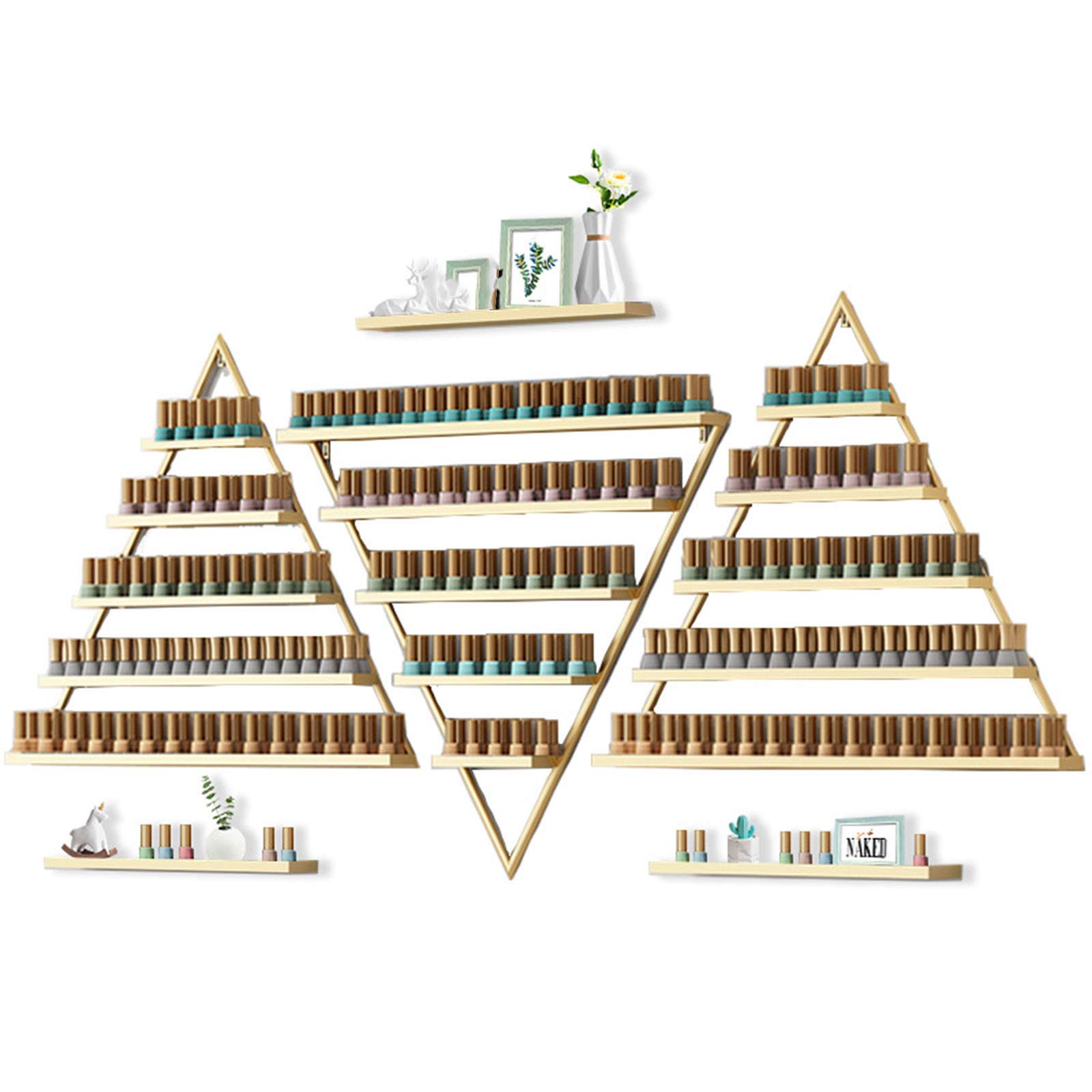 5-Tier Wall Mounted Nail Polish & Essential Oil Organizer - Metal Display Shelf for Makeup, Perfume, Beauty Salon Storage - Perfect for Nail Salons, Spas & Home Vanity Organization