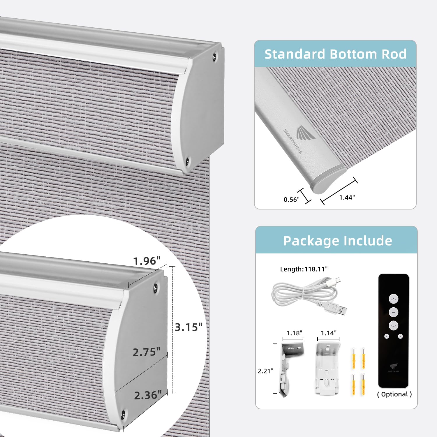 SmartWings Motorized Smart Roller Shades - Light Filtering Electric Window Blinds with Remote Control | Alexa/Google Home/HomeKit Compatible | Customizable Safari Translucent Rock Grey | Perfect for Living Room, Bedroom & Home Office Automation