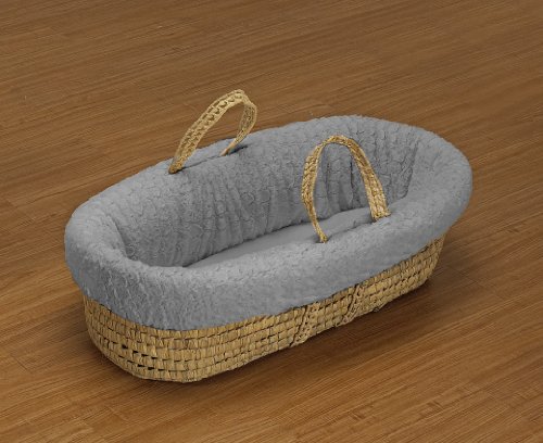 Soft Grey Sheepskin Moses Basket Bedding Set for Baby Dolls – Perfect for Nursery Play, Pretend Care, and Toddler Role-Playing Games