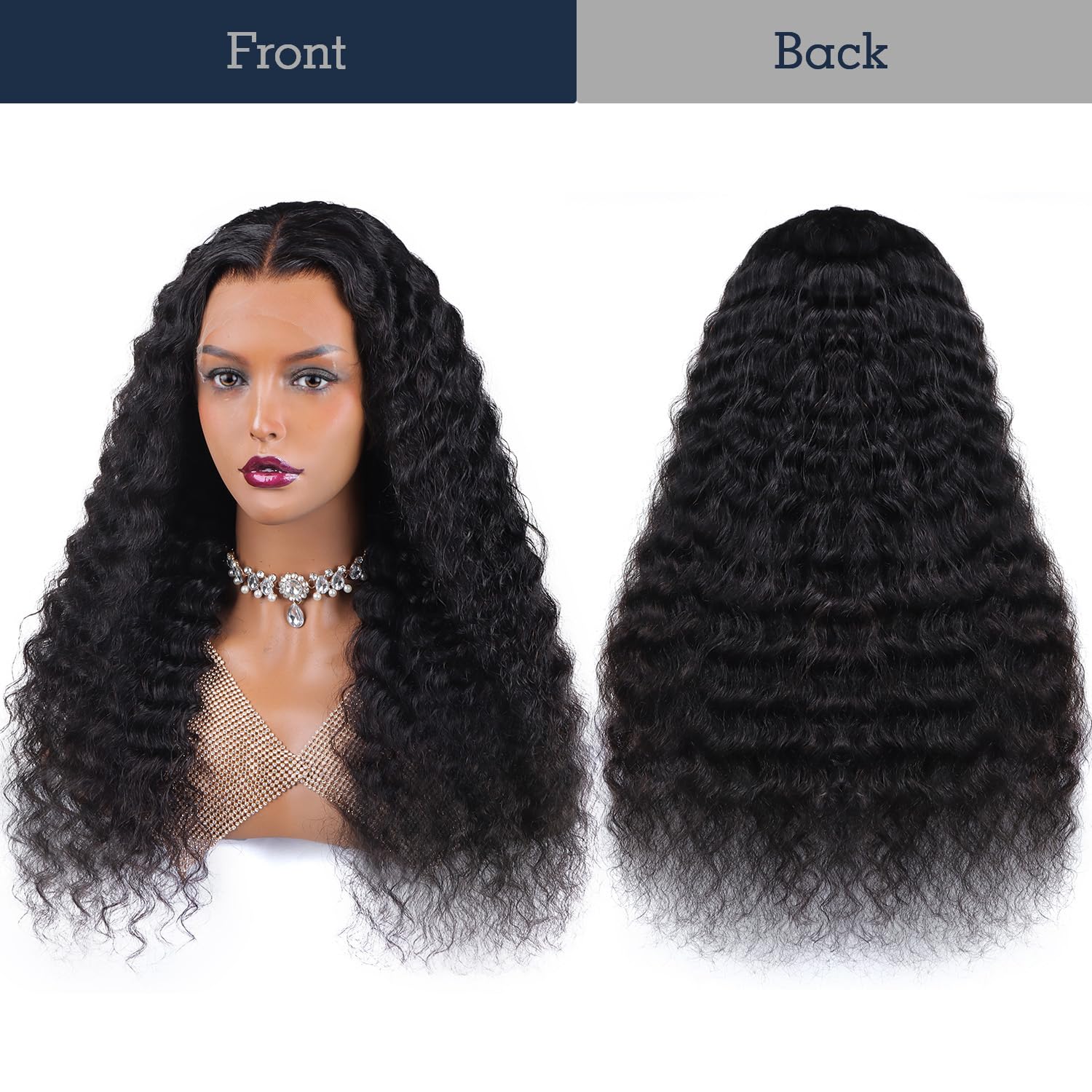 13x4 Ultra-Fitted HD Lace Front Wig - Deep Wave Human Hair Wigs with 180% Density | Glueless Brazilian Virgin Hair | Pre-Plucked Natural Hairline | 18 Inch Length | Perfect for Daily Wear, Parties & Special Occasions