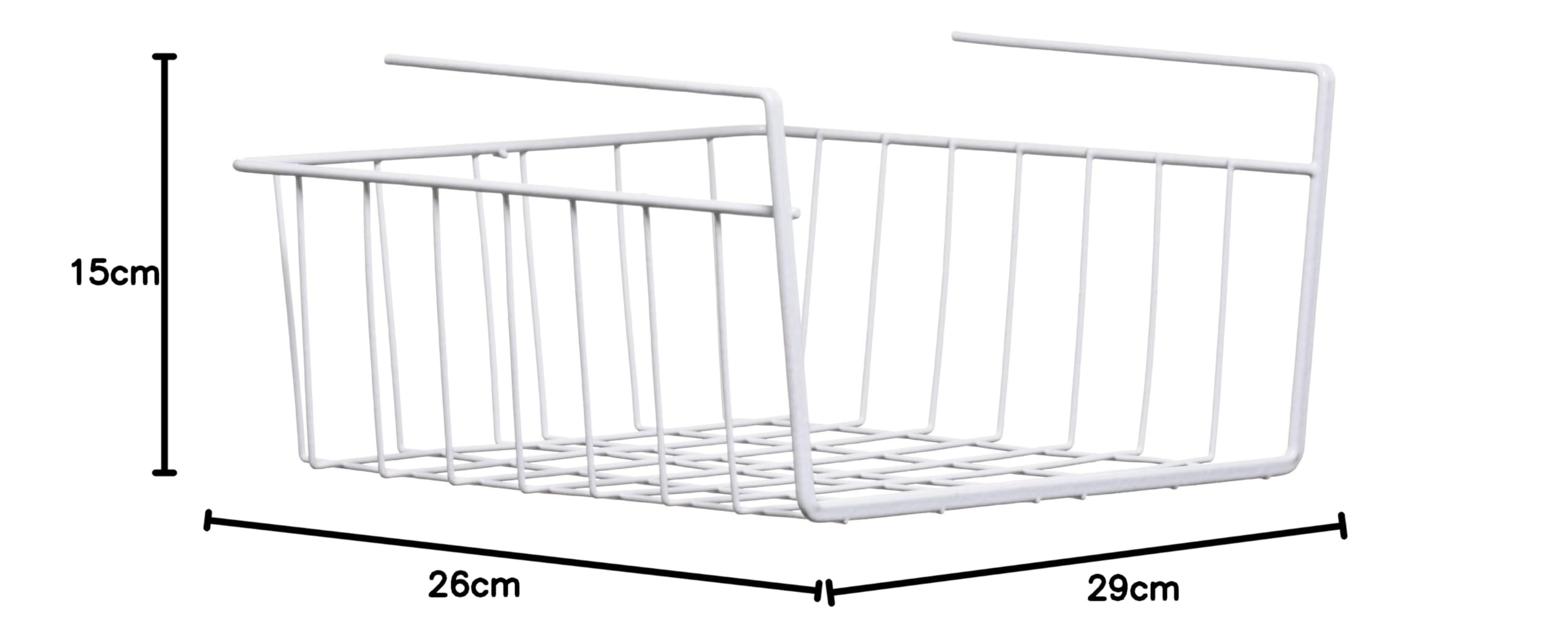 Premium Under Shelf Storage Basket - White Pantry Organizer for Cupboards & Shelves (29cm) - Perfect for Kitchen, Bathroom & Closet Organization