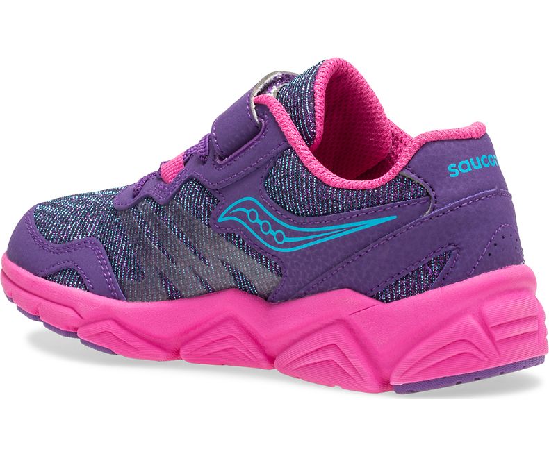 Saucony Purple Flash A/C Kids Running Shoes - Lightweight Breathable Sneakers for Boys & Girls - Perfect for School, Sports & Outdoor Activities
