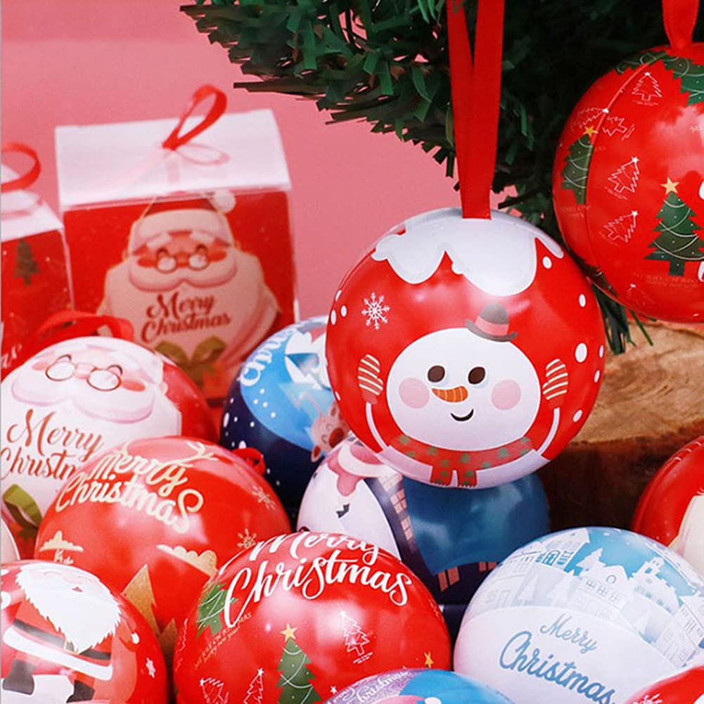 Creative Christmas Candy Box - Round Ball Chocolate Candy Storage Jar, Tinplate Candy Ball Jar for Christmas Tree & Party Decoration - Perfect Holiday Gift & Festive Ornament for Home, Office & Holiday Gatherings