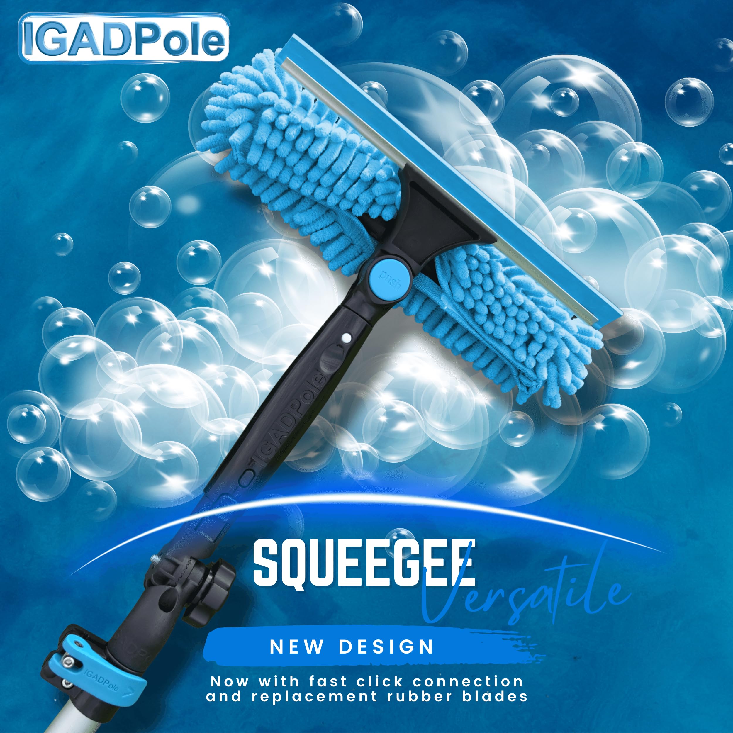 24ft IGADPole Window Washing Kit - 6-Stage Telescoping Pole (5-24ft), Water-fed Brush, Cobweb Duster, 10” Squeegee & Soap Dispenser for Professional Window Cleaning - Perfect for High-Rise Buildings, Residential Homes & Commercial Properties