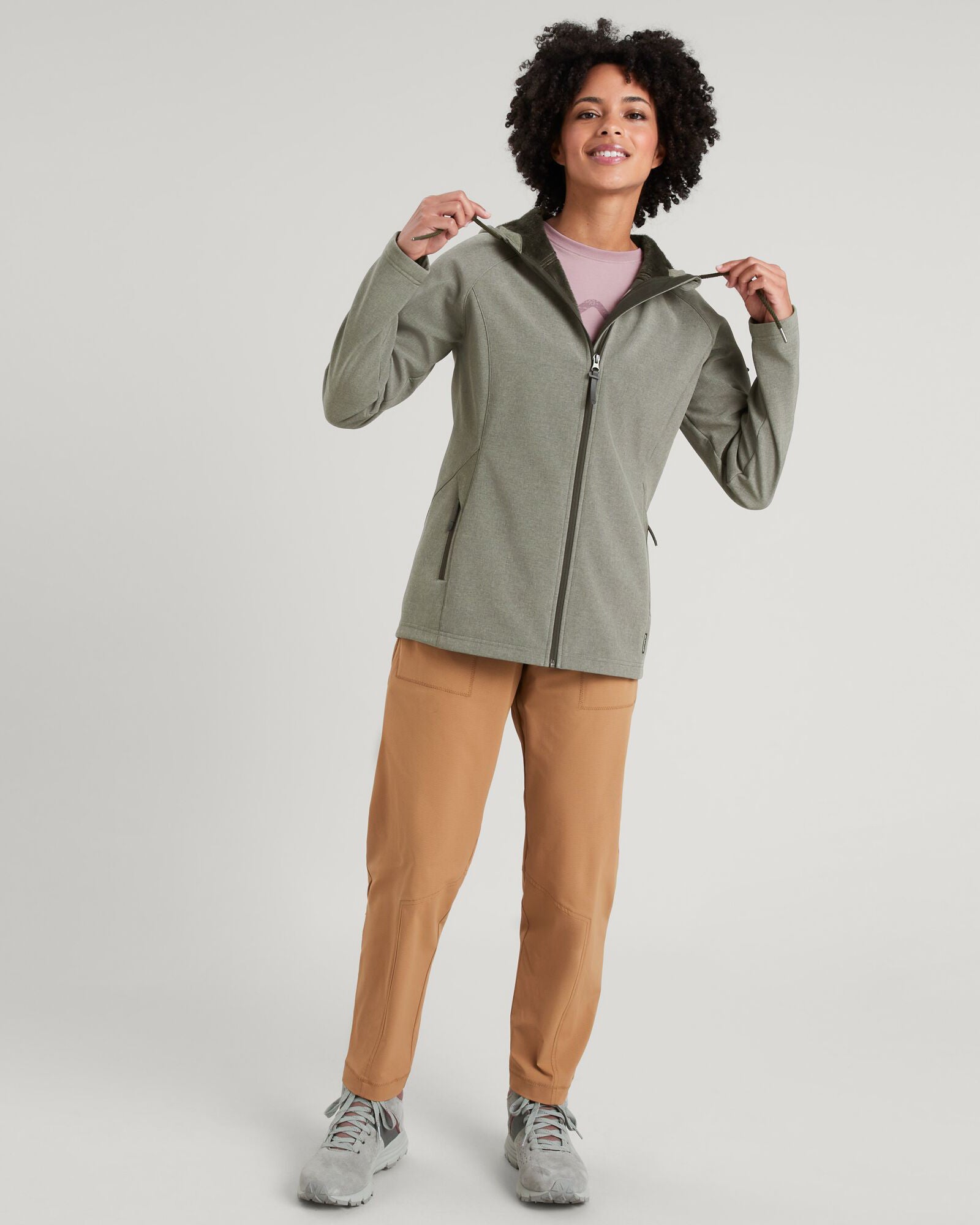Malazan Women's Softshell Jacket - Lightweight Waterproof Windbreaker with Fleece Lining (Beech Marle) for Hiking, Camping & Outdoor Activities