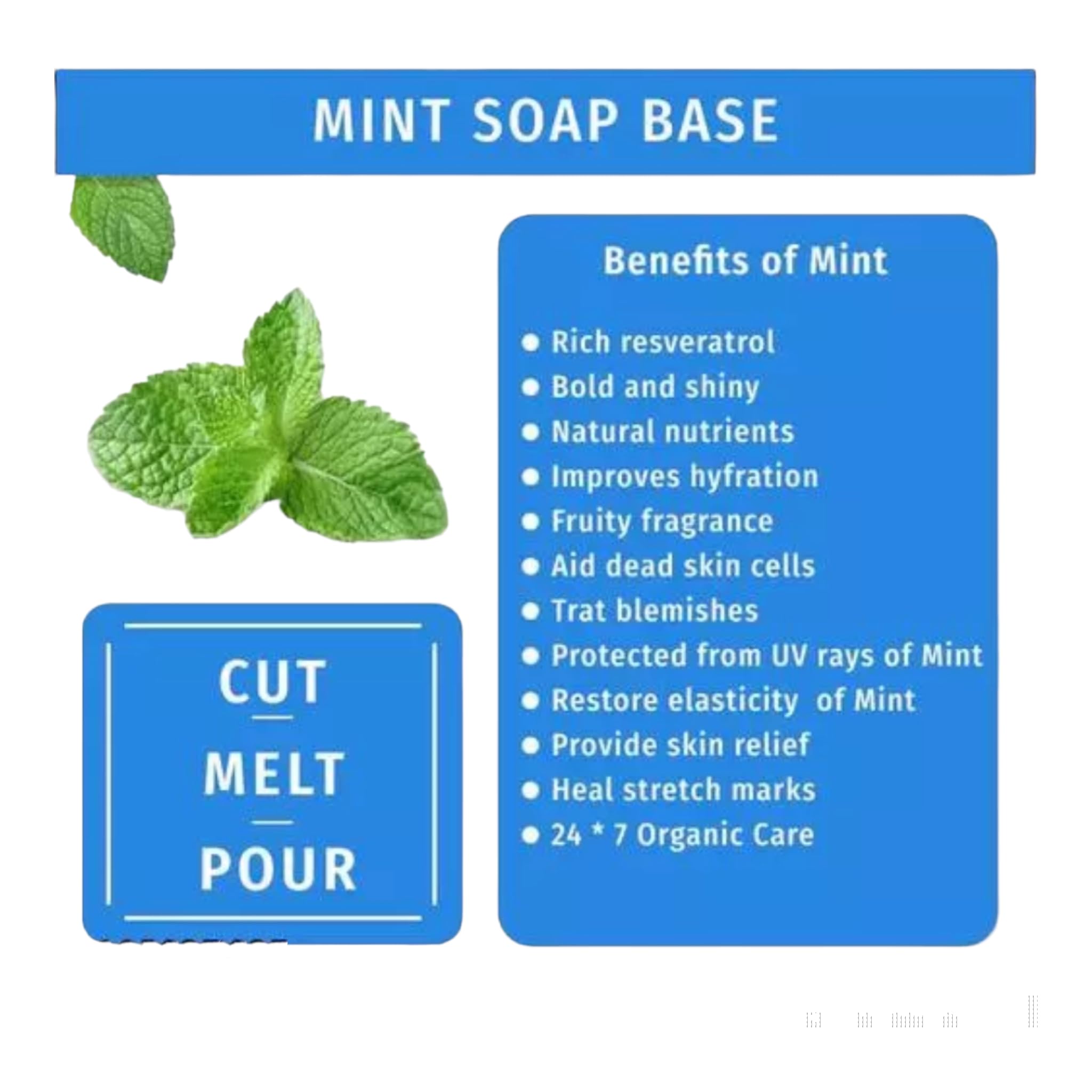 Natural Mint Glycerine Soap Base (500g) for Handmade Soap Making, DIY Skincare, and Aromatherapy
