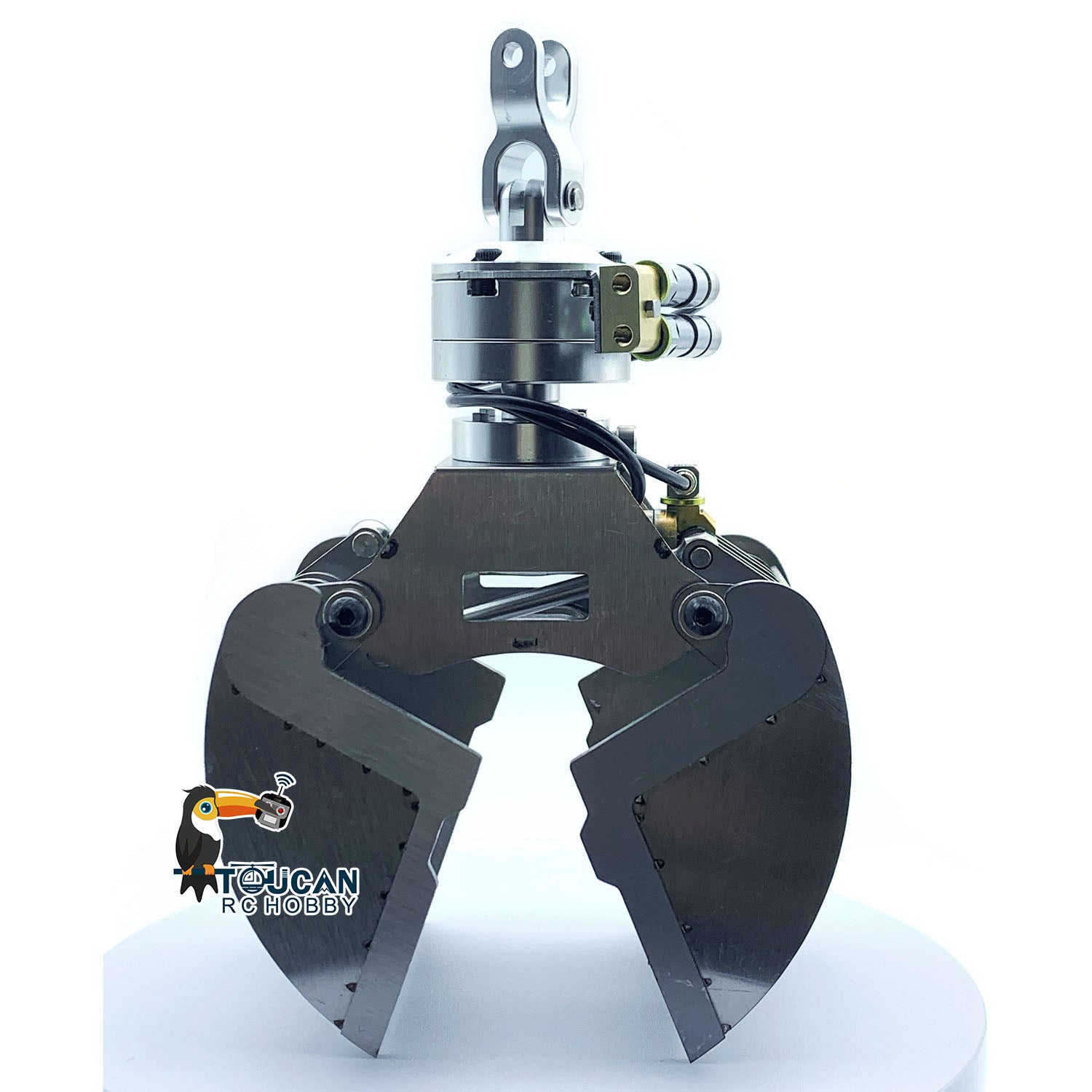 1/14 Scale RC Hydraulic Claw Grab Bucket for Remote Control Crane Truck - Metal Construction Dump Truck Attachment - Perfect for Construction Simulation & RC Model Play