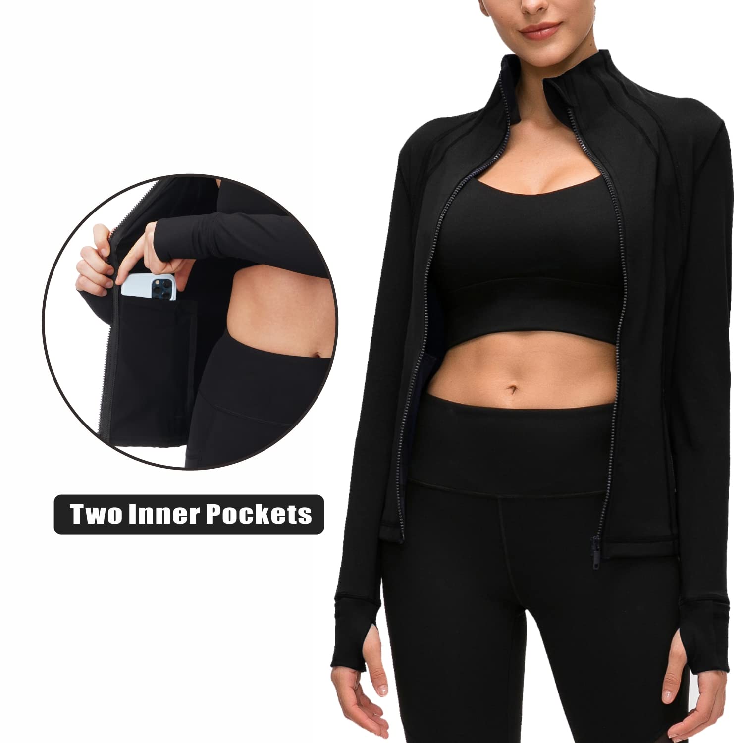 Qualidyne Women's Slim Fit Yoga Jacket - Full Zip Athletic Running Jacket with Turtleneck for Workouts | Perfect for Yoga, Gym & Outdoor Activities