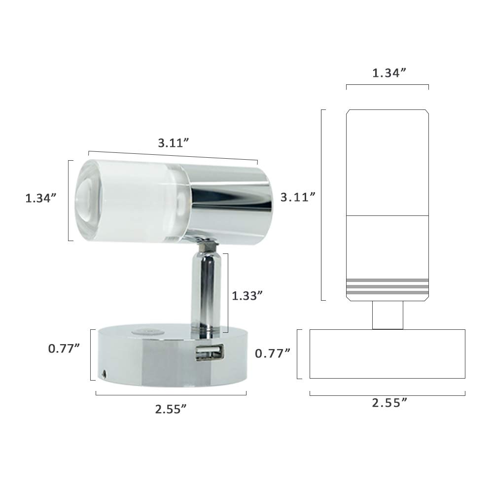 THALASSA 12V LED Boat Reading Light with USB Port - RV Marine Wall Sconce for Motorhome, Trailer, Camper & Caravan Interior Lighting | Perfect for Nighttime Reading & Ambient Lighting