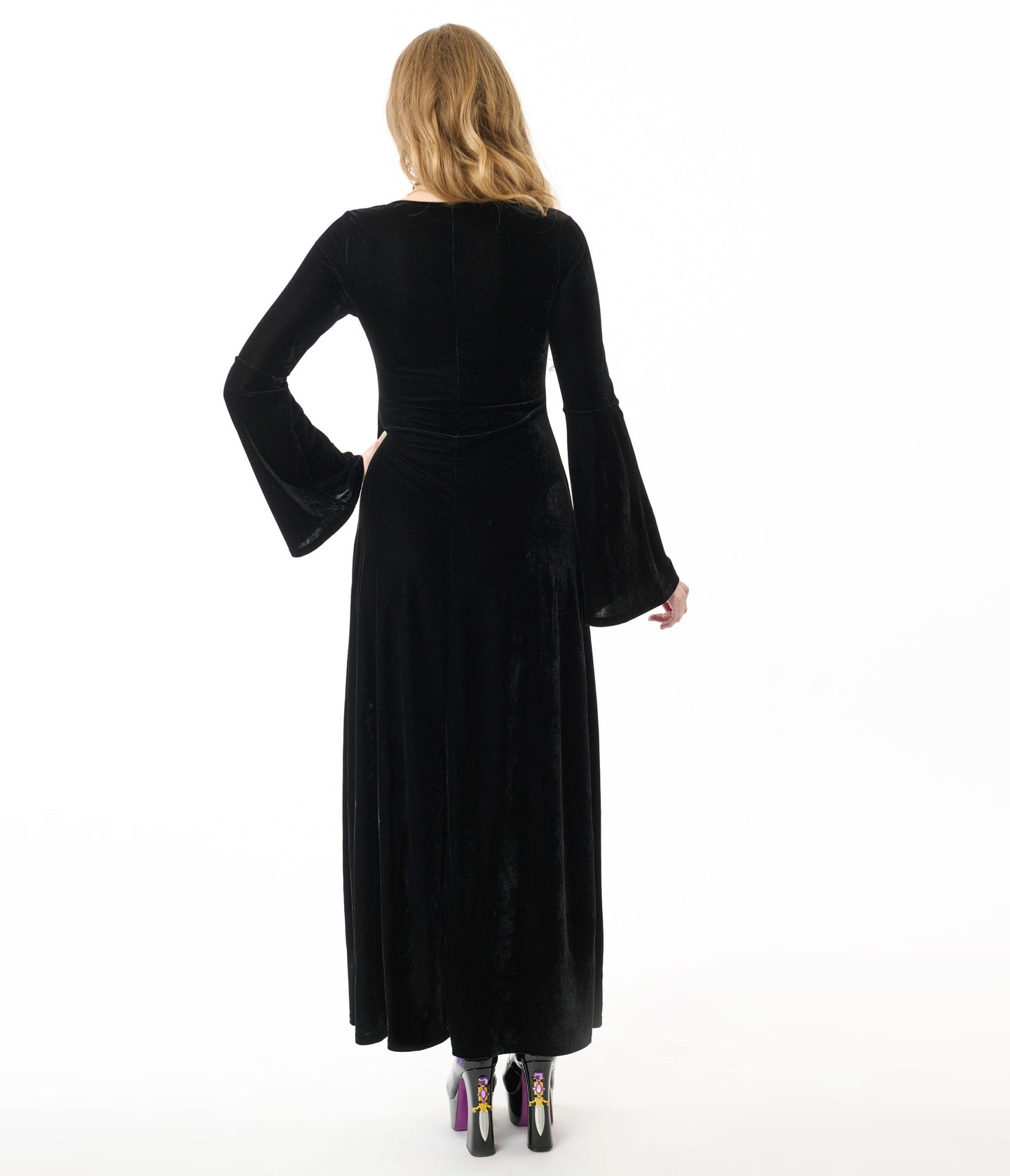 Killstar Black Velvet Morvessa Maxi Dress | Gothic Formal Evening Dress for Women | Perfect for Halloween, Parties & Special Occasions