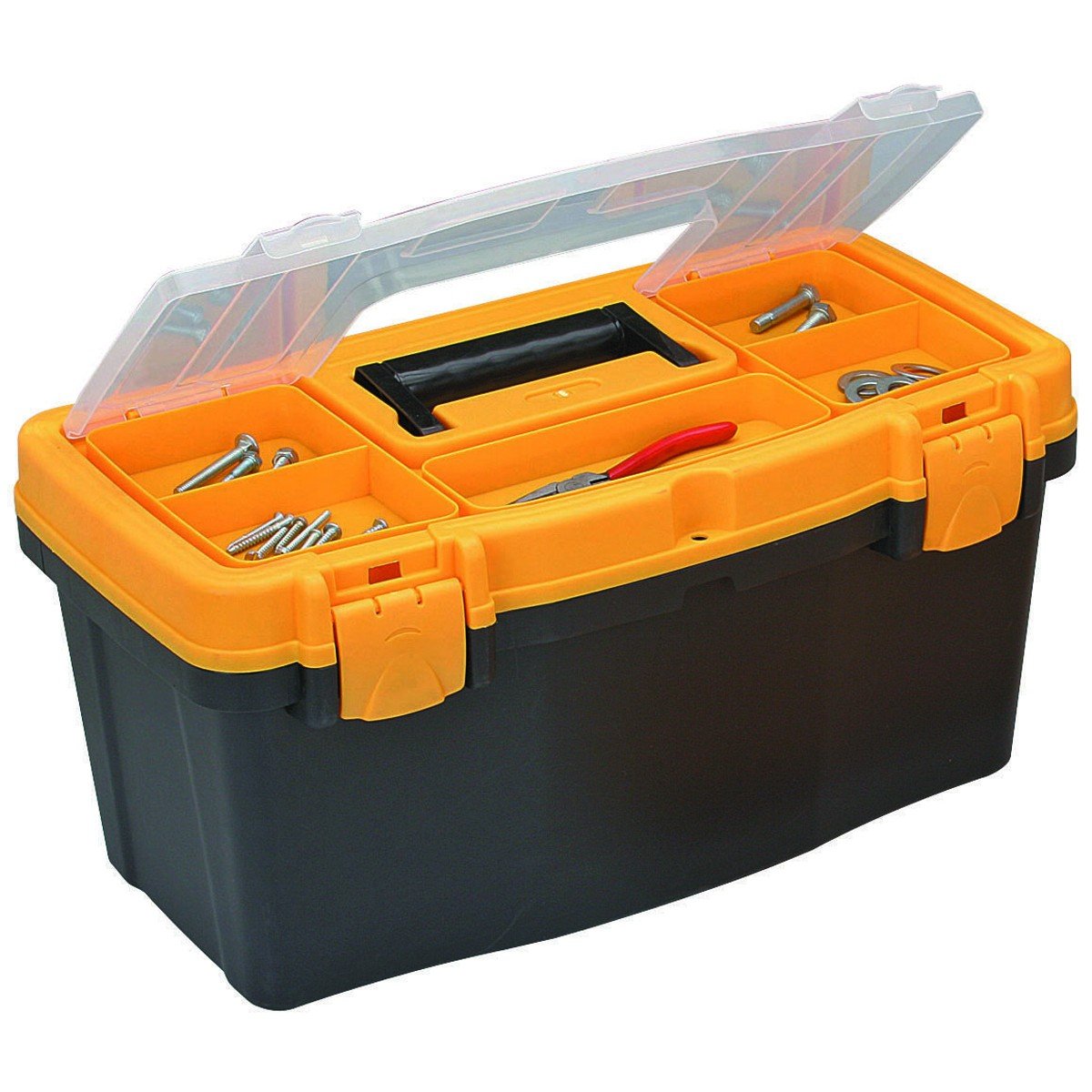19-Inch Heavy Duty Toolbox with Removable Top Tray - 90 Day Warranty - Perfect for Mechanics, DIY Projects & Workshop Organization