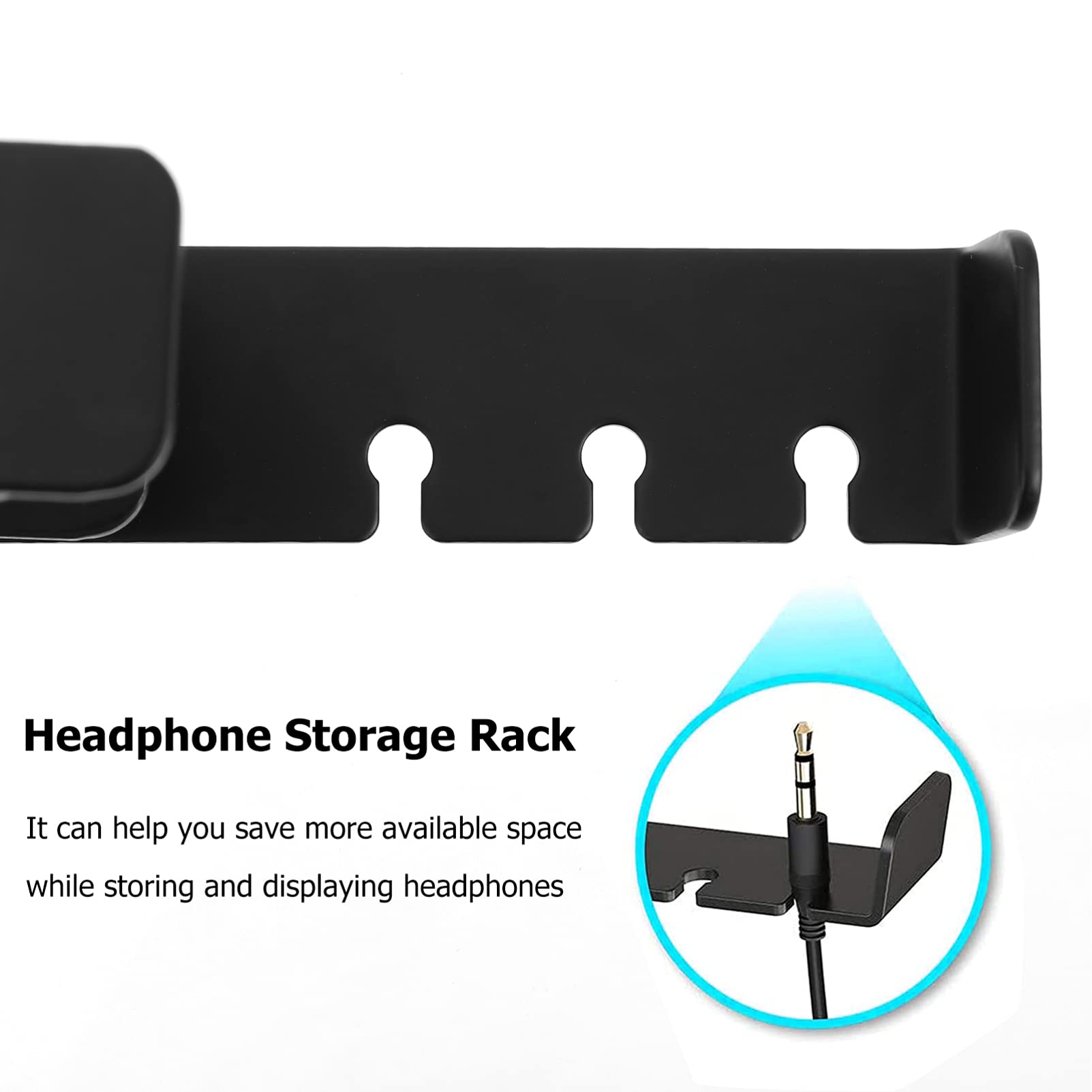 Zerodeko 2-Pack Headphone Stand Hooks - Adjustable Headset Holder for Desk, Wall Mount Headphone Organizer - Perfect for Gaming Setup, Office & Home Computer Accessories