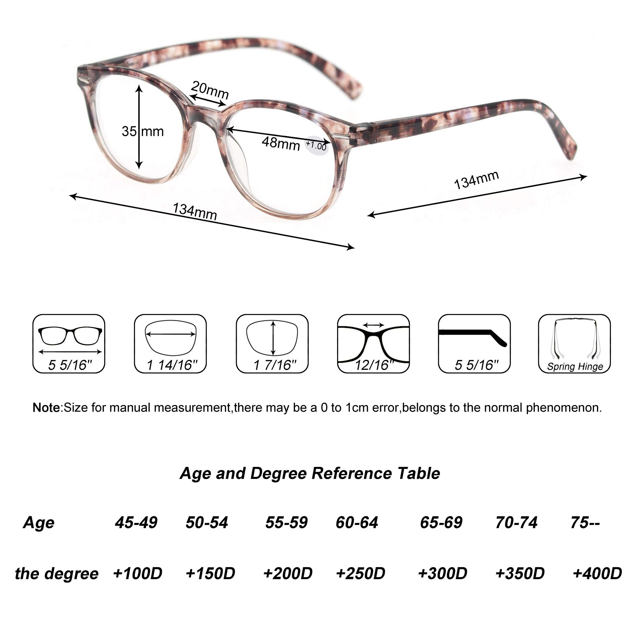 Stylish Round Reading Glasses for Men & Women - 3 Pairs with Spring Hinge (+3.00 Magnification) - Perfect for Reading Books, Using Phones & Working on Computers