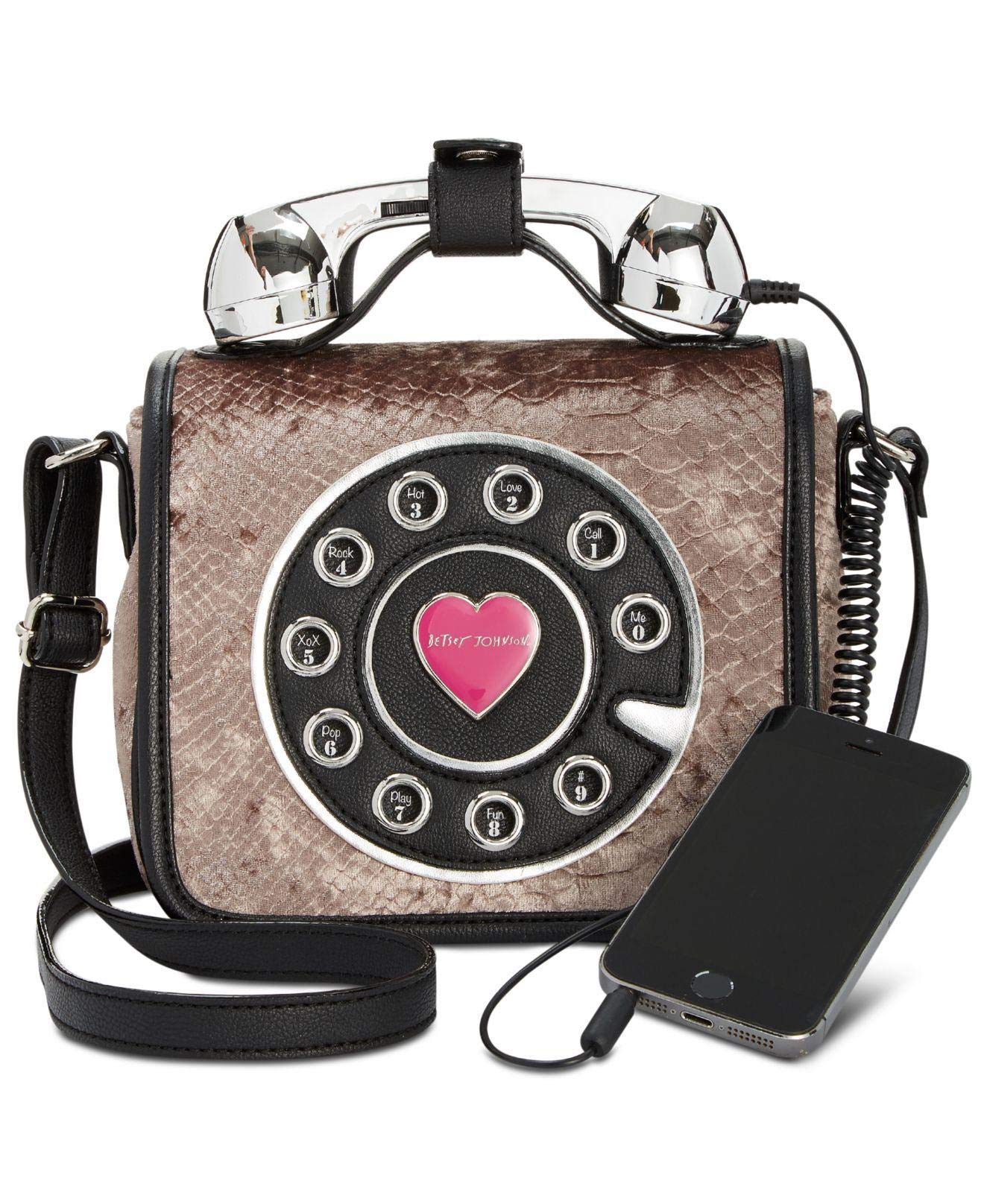 Betsey Johnson Women's Velvet Mini Phone Crossbody Shoulder Bag - Elegant Evening Purse for Parties, Date Nights & Special Occasions