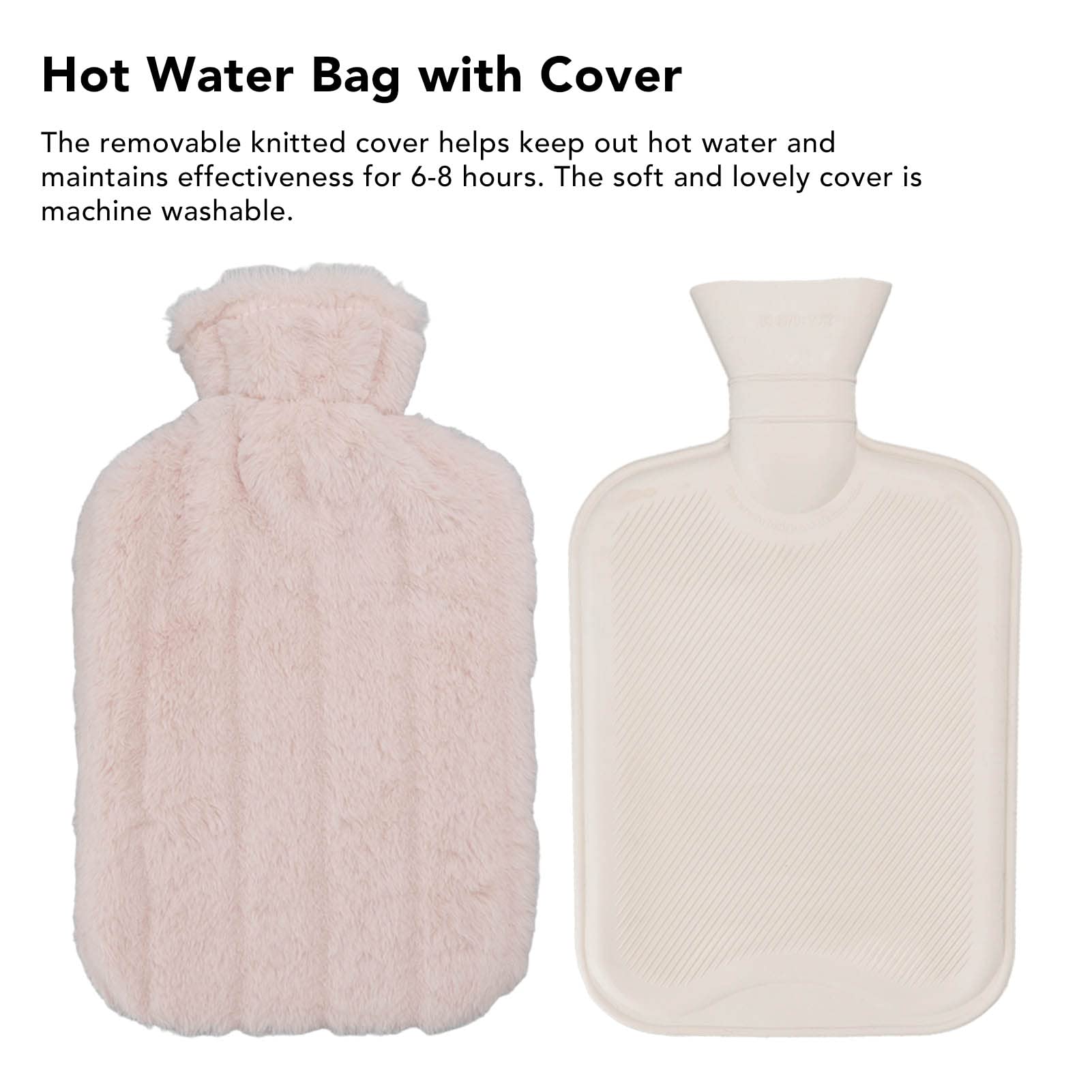 EXCLUZO 2000ML Hot Water Bottle with Soft Cover - High Density Leak-Proof Design for Winter Warmth, Pain Relief & Comfort (Apricot) | Perfect for Cold Nights, Menstrual Cramps & Muscle Relaxation