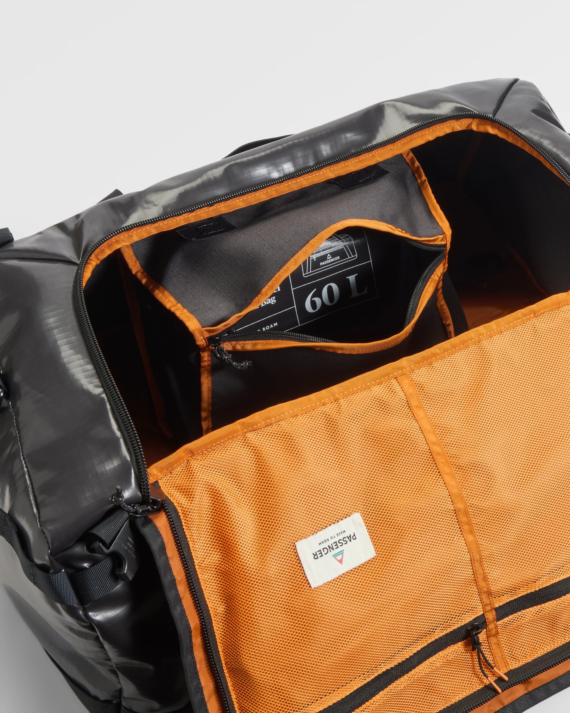 Roamer Recycled 60L Duffel Bag - Phantom Black | Water-Resistant Travel Duffel for Gym, Camping & Weekend Trips | Eco-Friendly Luggage with Reinforced Handles