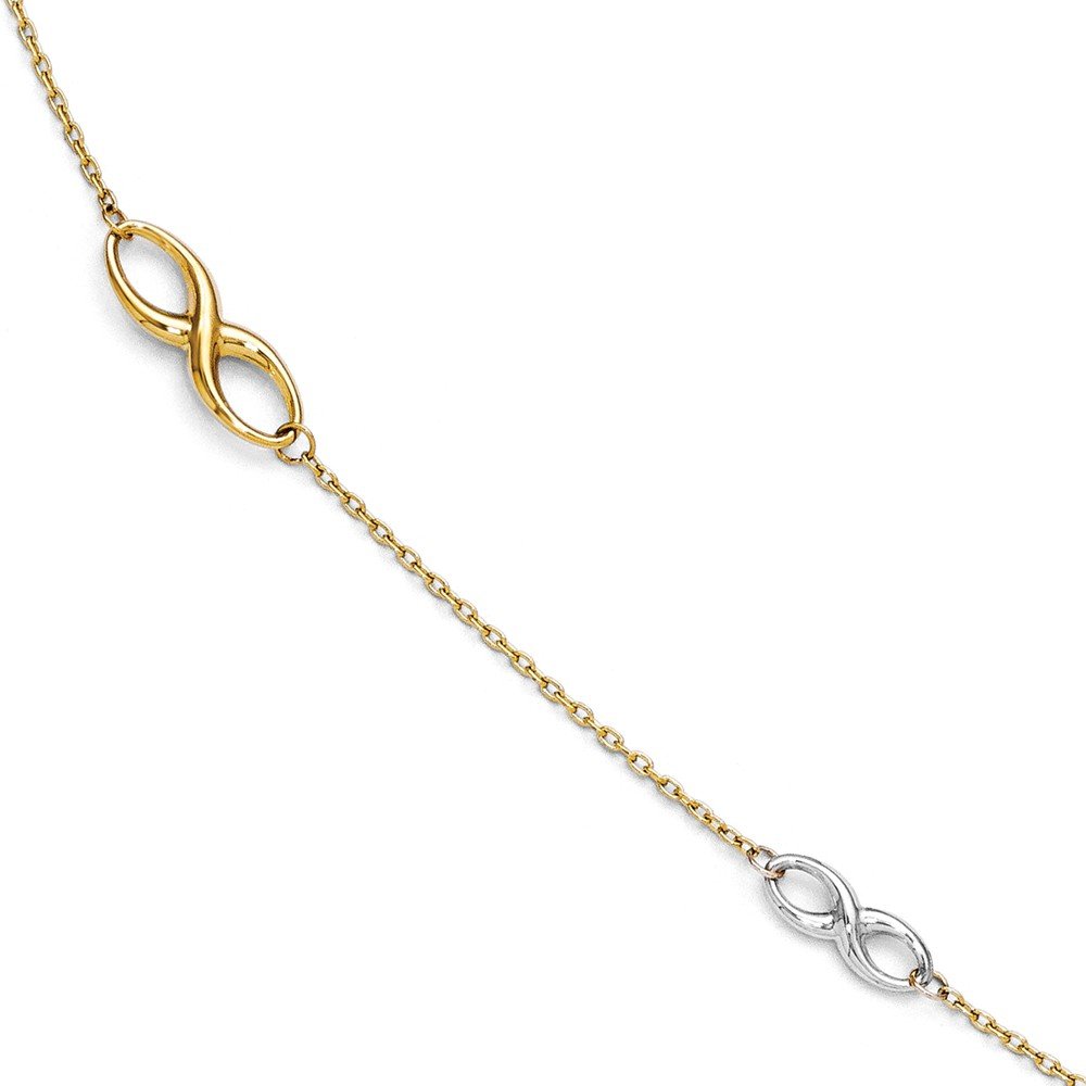 14K Two-Tone Gold Polished Anklet with 1-Inch Extension - Elegant Adjustable Ankle Bracelet for Women | Perfect for Beach, Parties & Everyday Wear