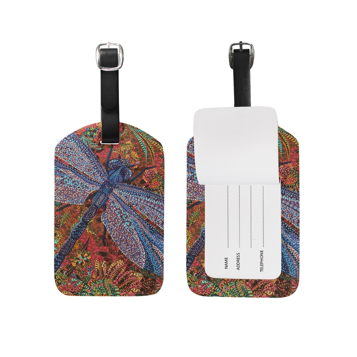 JSTEL Ragonfly Luggage Tags - Durable Suitcase ID Labels with Privacy Cover for Travel | Perfect for Airports, Cruise Ships & Business Trips