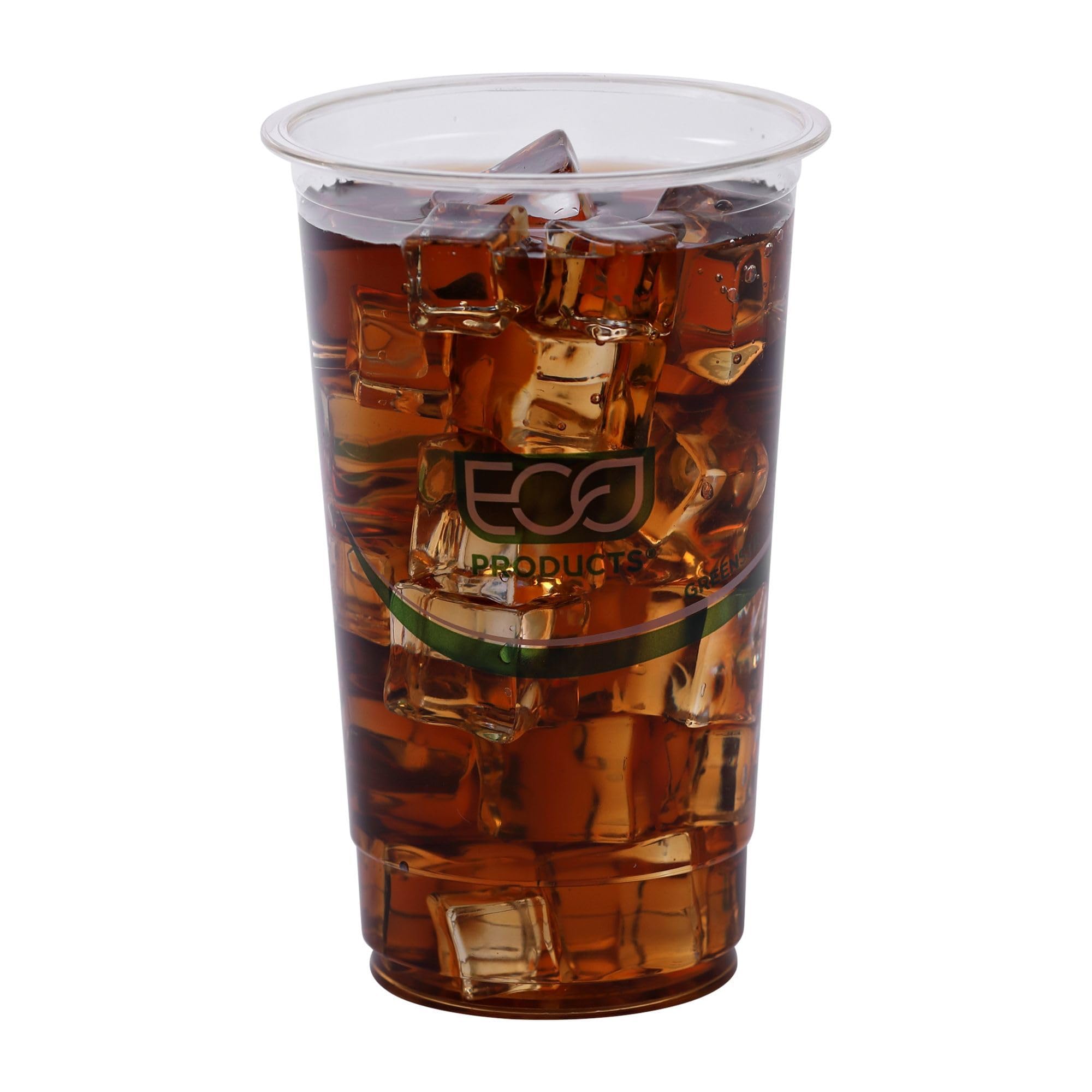 ECO PRODUCTS GreenStripe Clear Compostable 32oz PLA Large Plastic Cups - 600 Count, Plant-Based Disposable Cold Drink Cups for Parties, Picnics & Events | BPI Certified, ASTM D6400 Compliant | Eco-Friendly Alternative to Plastic Cups for Smoothies, Iced Coffee & Beverages