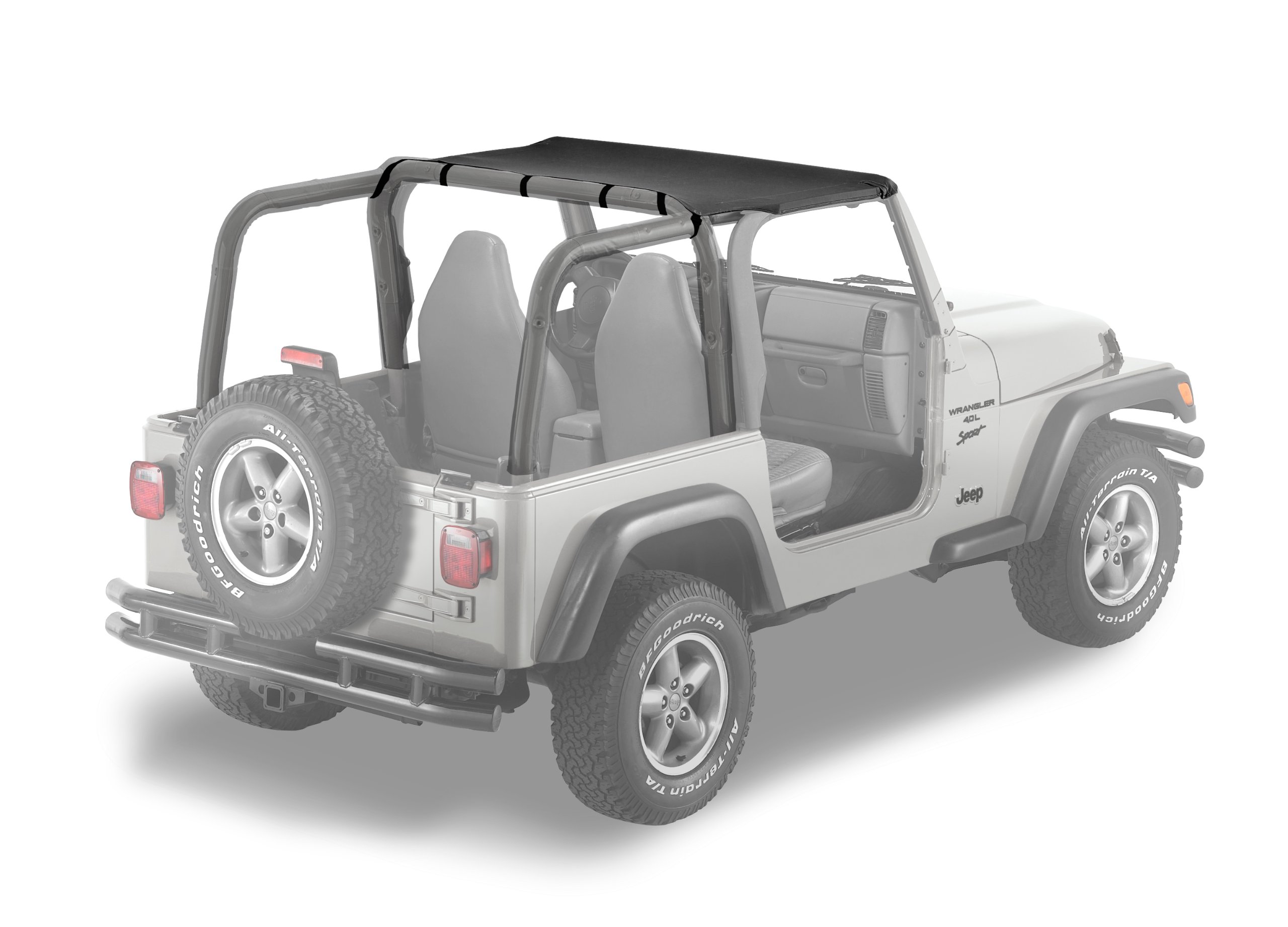Bestop 5253235 Black Diamond Safari-Style Bikini Top for 2003-2006 Jeep Wrangler (Excludes Unlimited) - Durable Soft Top Replacement for Off-Road & Summer Driving